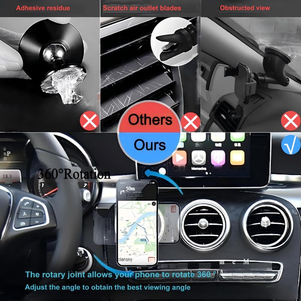 Universal Dash-Mounted Phone Holder for Car Vent - Black Adjustable Mobile DEMO