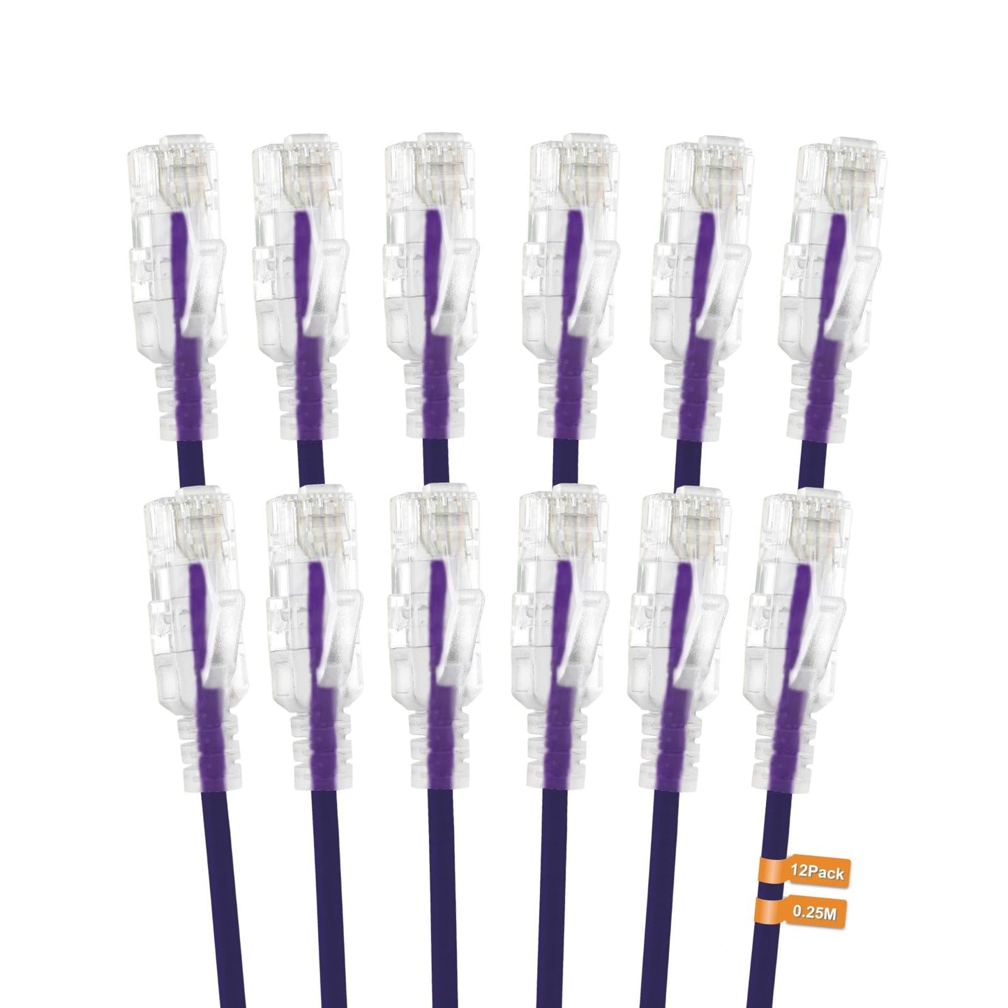 Tecmojo Ultra Thin Cat6A Ethernet Patch Cables, 10Gbps Violet, 70-76 Chars NEW