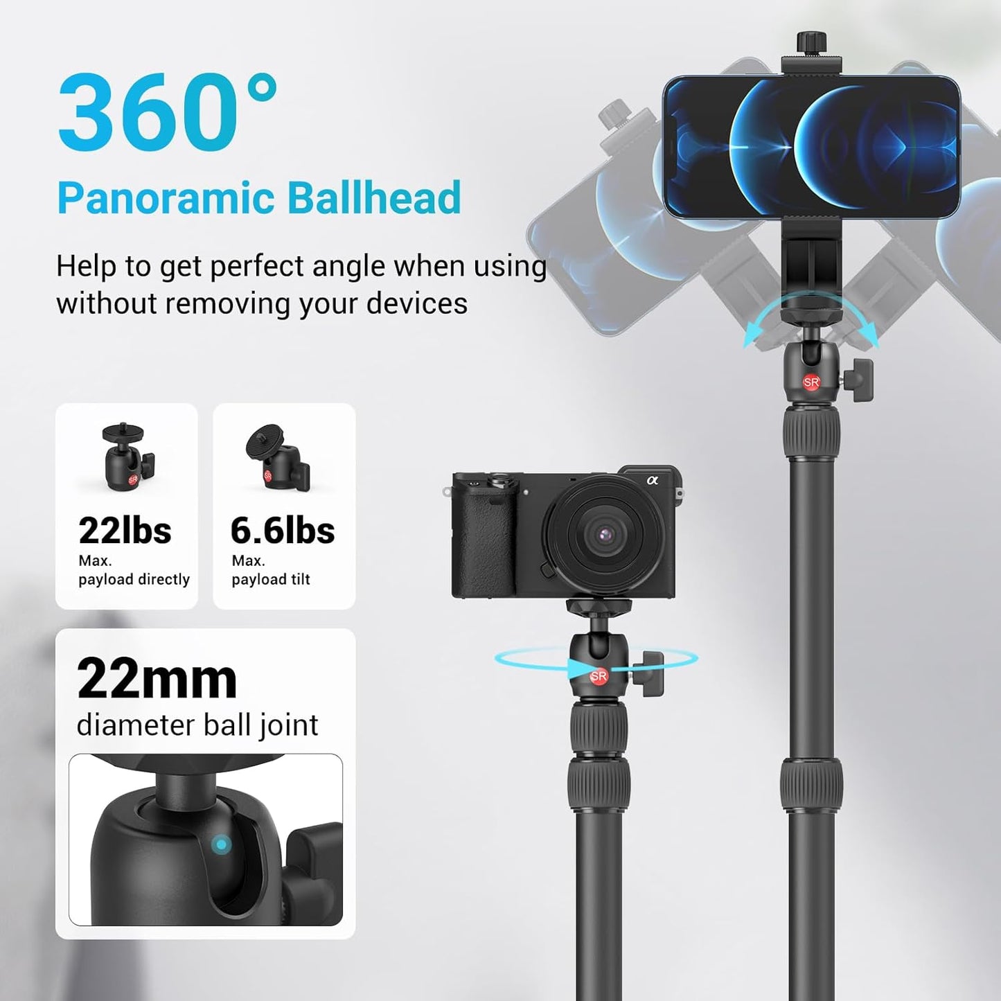 SMALLRIG Adjustable Camera Desk Mount Table Stand with 1/4" Ball Head