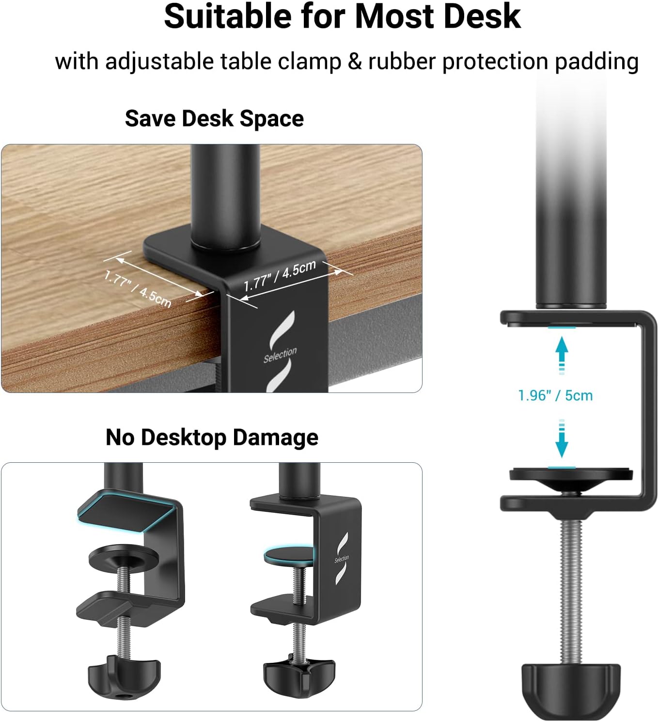SMALLRIG Adjustable Camera Desk Mount Table Stand with 1/4" Ball Head
