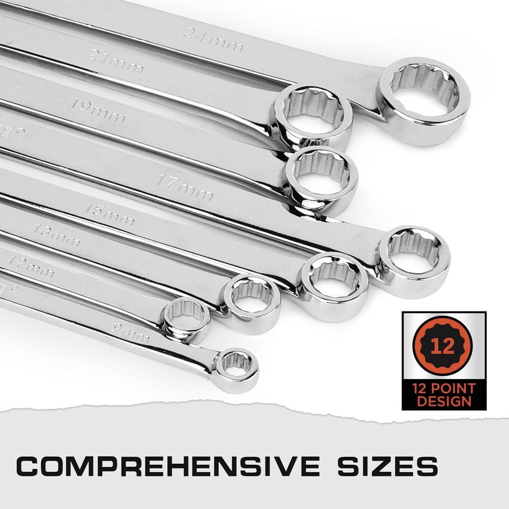 HORUSDY 8-Piece Tool Kits Extra Long Aircraft Spanner Wrench Set, 8mm-24mm DEMO