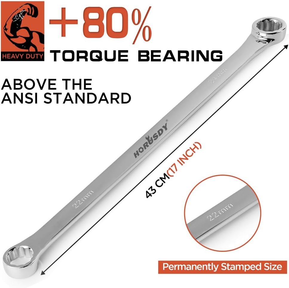 HORUSDY 8-Piece Tool Kits Extra Long Aircraft Spanner Wrench Set, 8mm-24mm DEMO