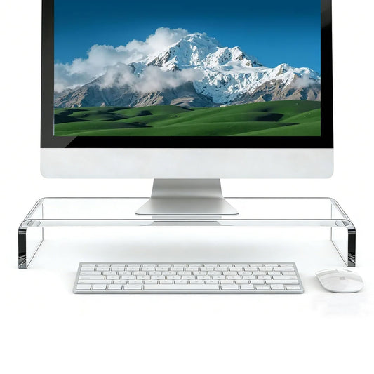 Clear Acrylic 2-Tier Monitor Stand Riser Desk Organizer, 40x20x8cm, DEMO