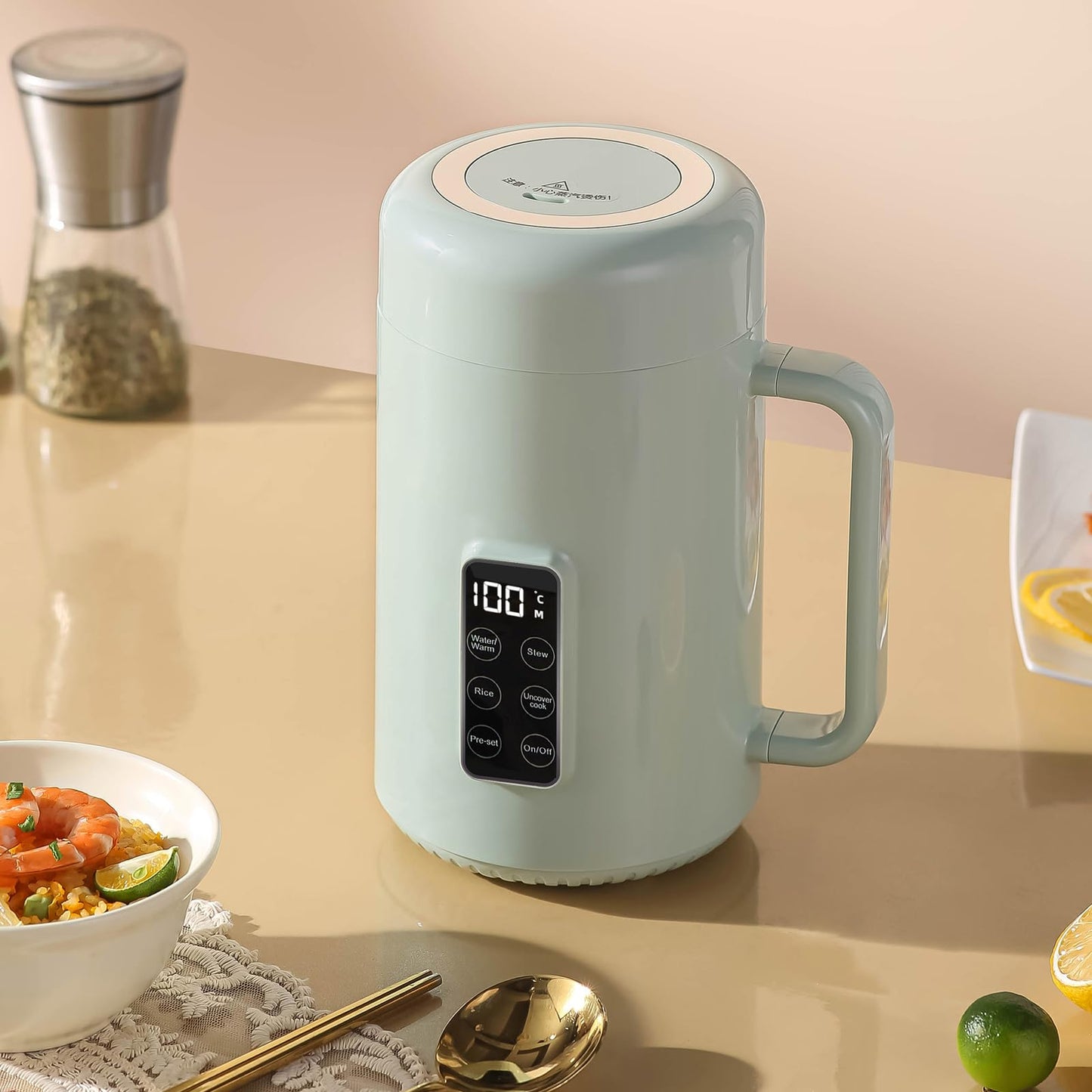 Portable Green 1L Electric Kettle for Travel, Compact Pot with Cordless NEW
