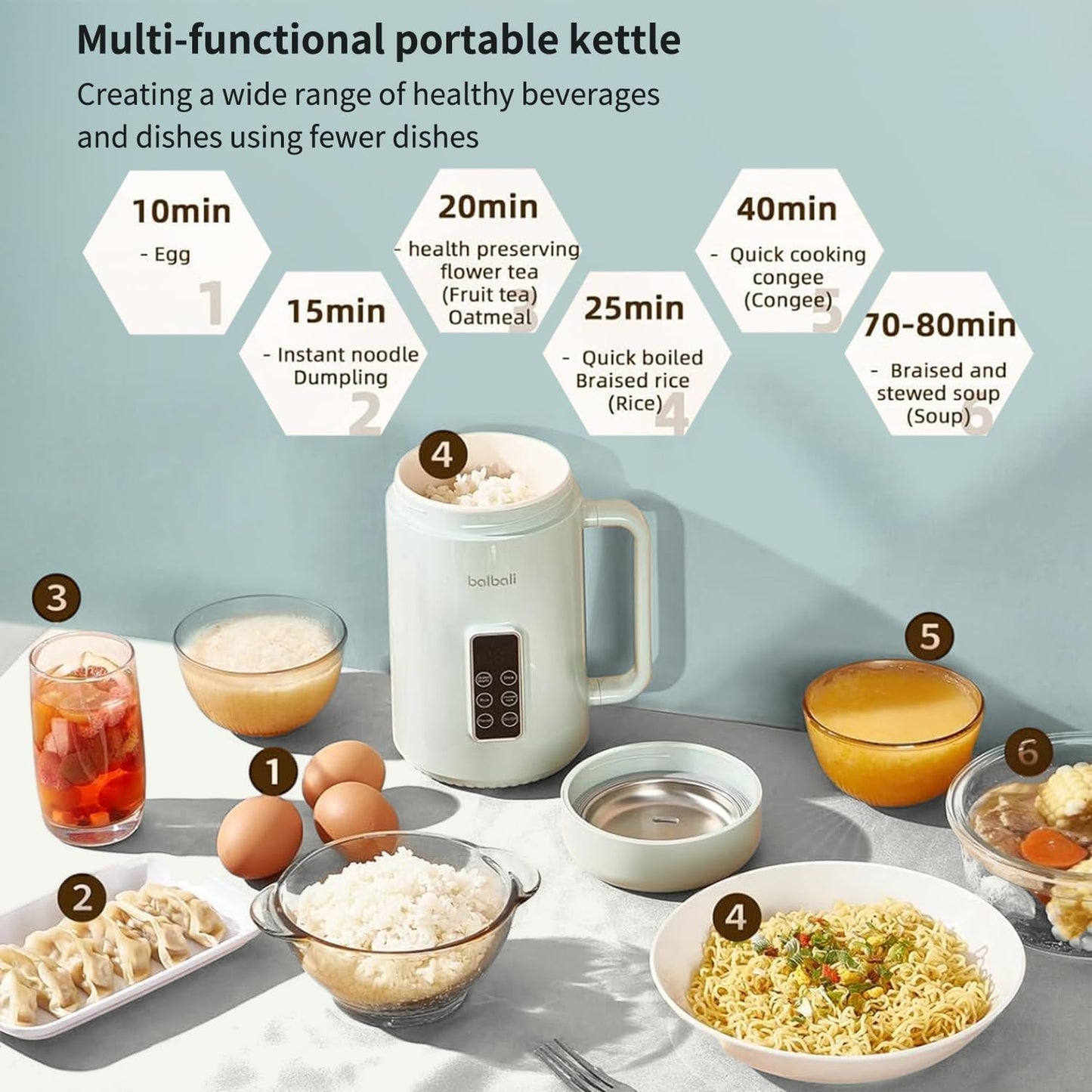 Portable Green 1L Electric Kettle for Travel, Compact Pot with Cordless NEW