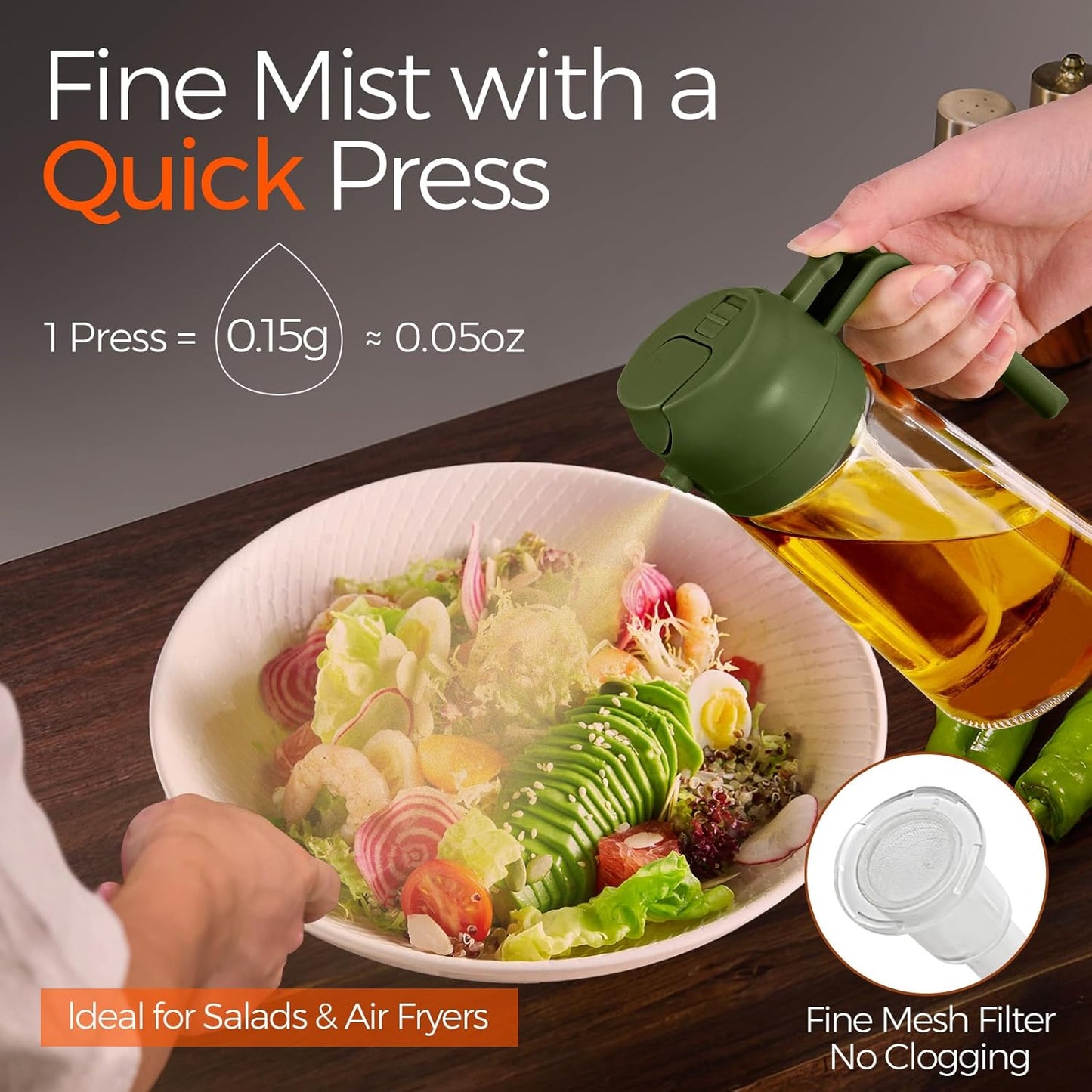YARRAMATE Oil Oil Sprayers Sprayer for Cooking Food-Grade Glass Bottle NEW