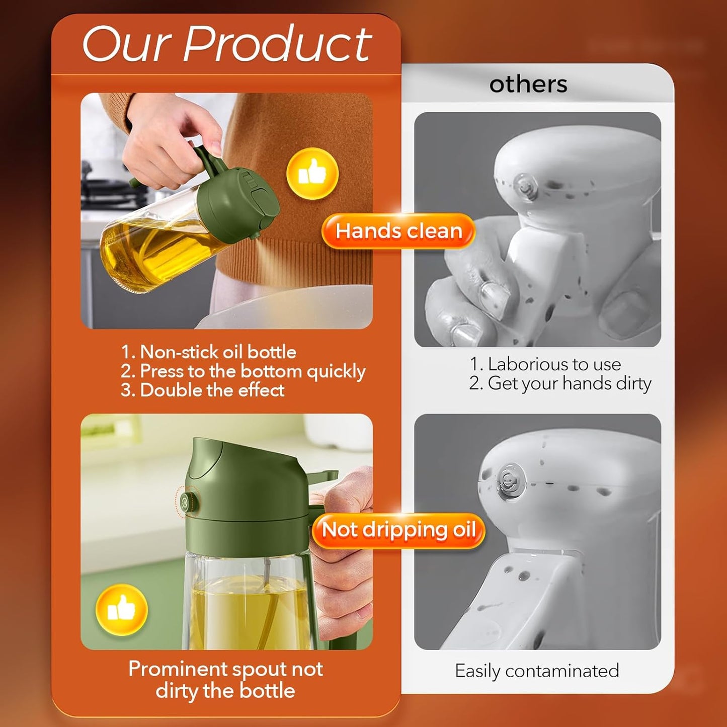 YARRAMATE Oil Oil Sprayers Sprayer for Cooking Food-Grade Glass Bottle NEW