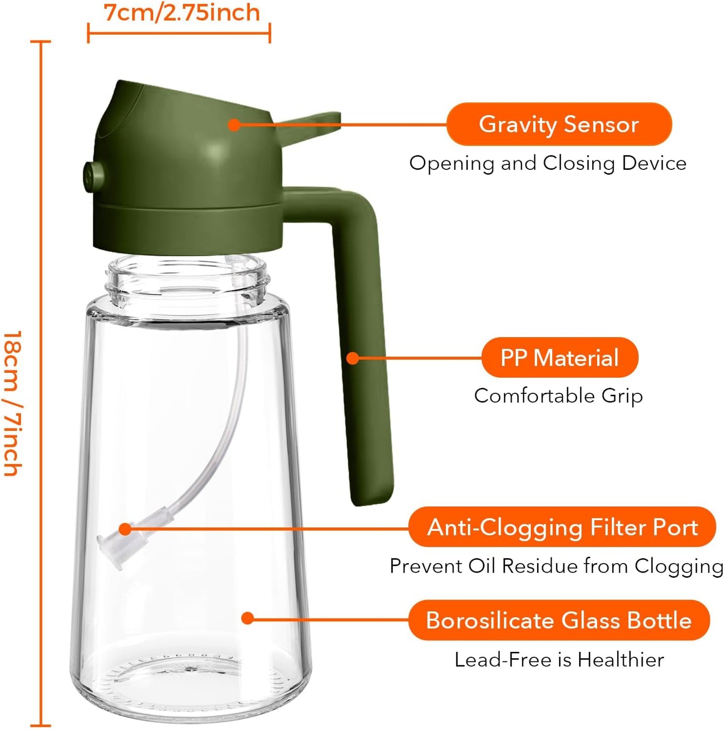 YARRAMATE Oil Oil Sprayers Sprayer for Cooking Food-Grade Glass Bottle NEW