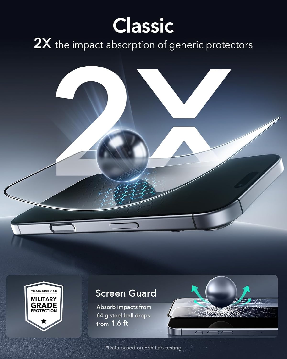 ESR Clear Screen Protectors for iPhone 17 Pro High Clarity 9H Hardness Size NEW