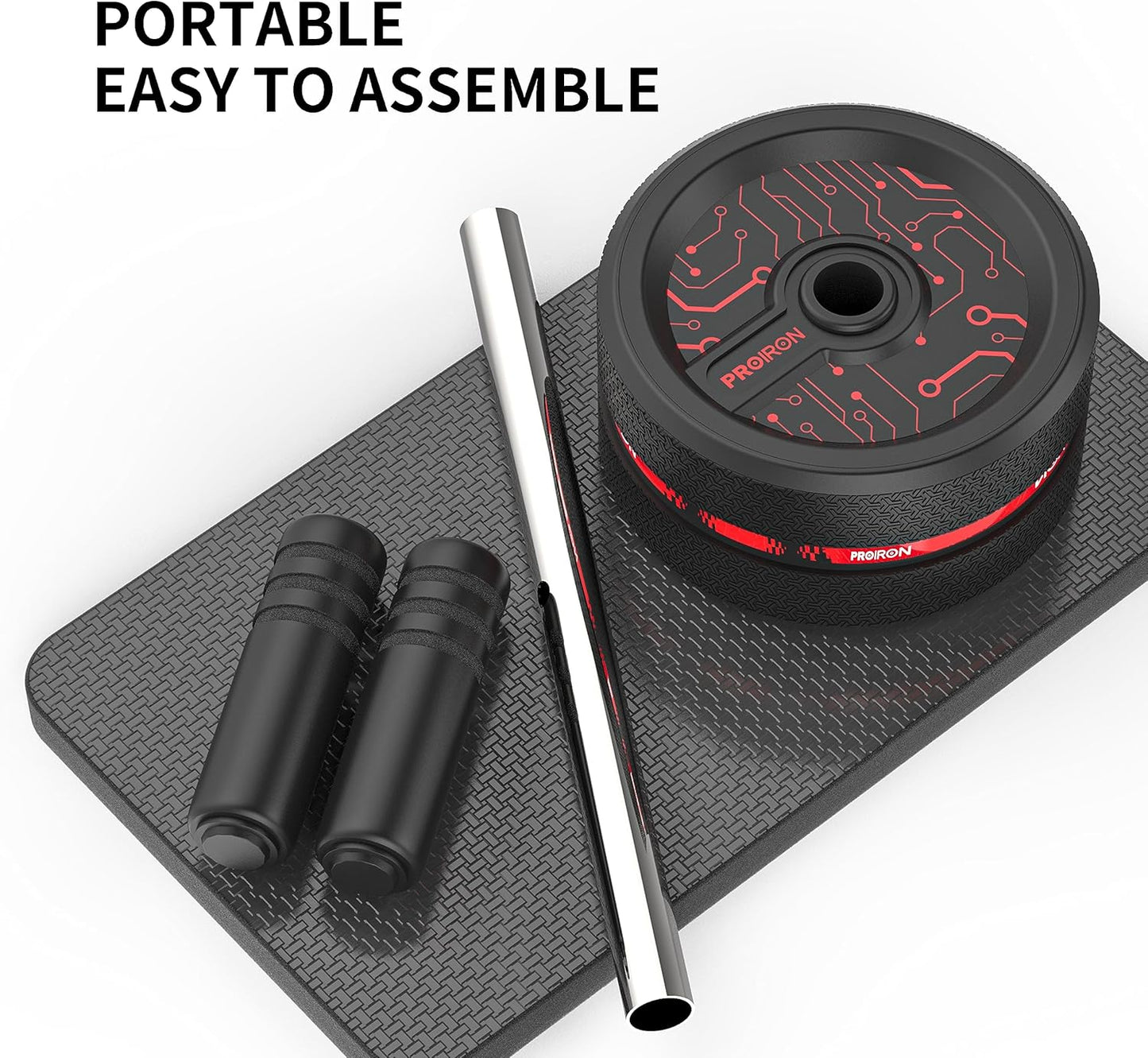 PROIRON Ab Exercise Wheels for Core Workouts - Black & Red Fitness DEMO