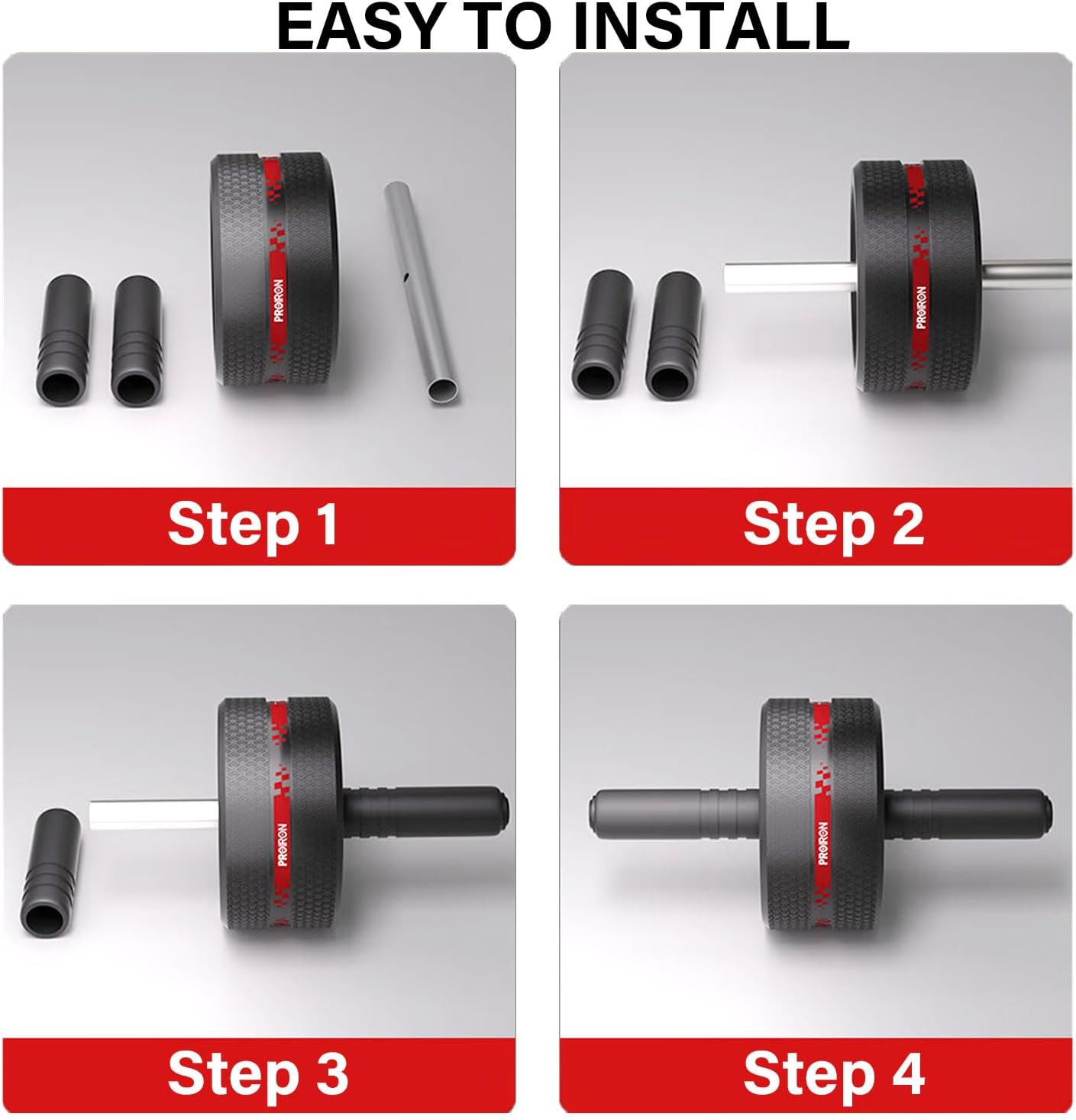 PROIRON Ab Exercise Wheels for Core Workouts - Black & Red Fitness DEMO