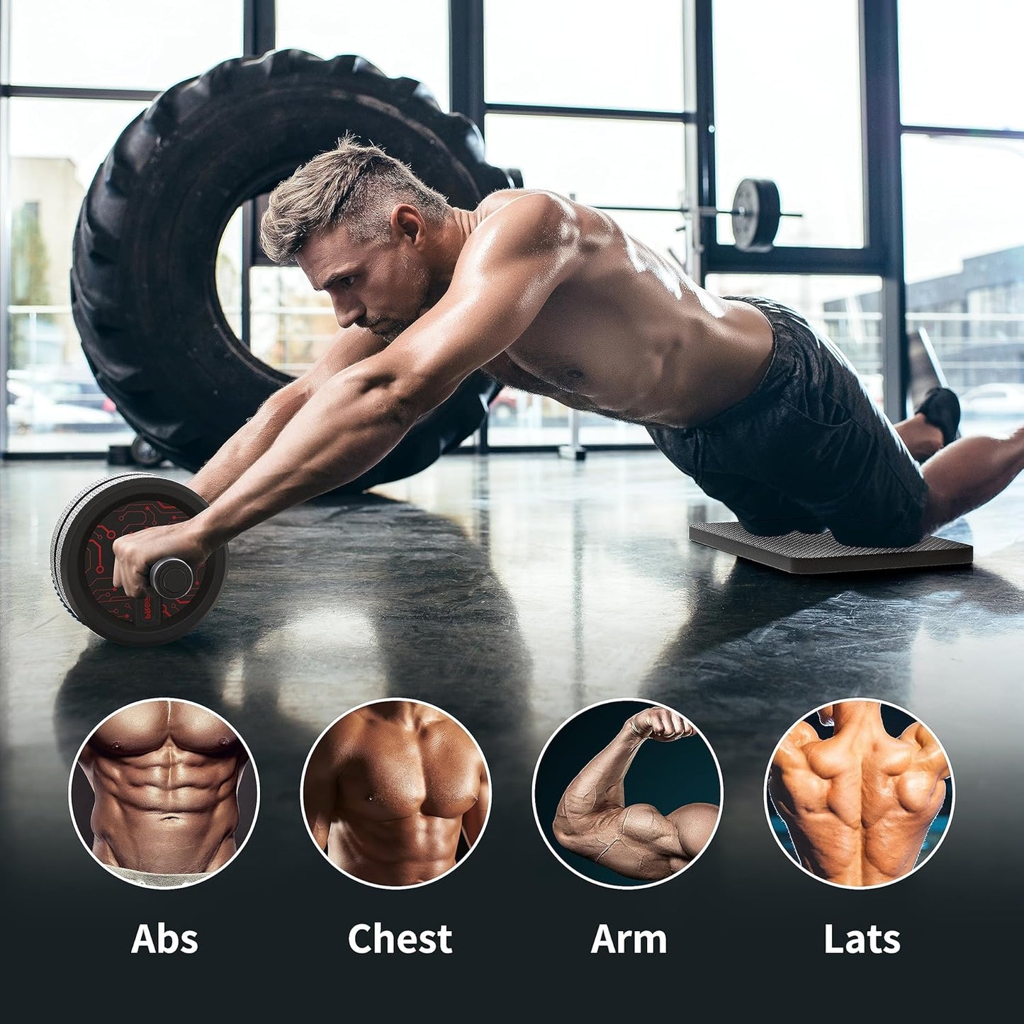 PROIRON Ab Exercise Wheels for Core Workouts - Black & Red Fitness DEMO