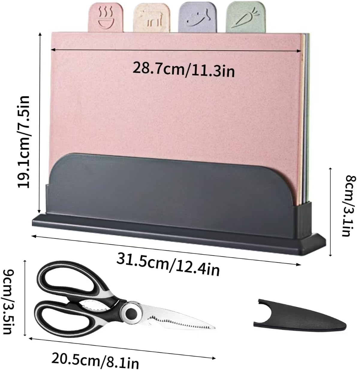 Versatile Cutting Mat Set with Stand & Scissors, Pastel Colors, 12.6"L x DEMO