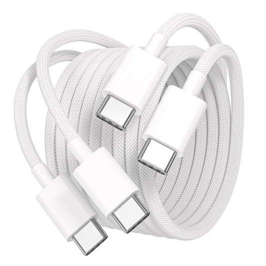 White 2M USB Cables USB-C to 60W Fast Charging Nylon Braided Cable for NEW