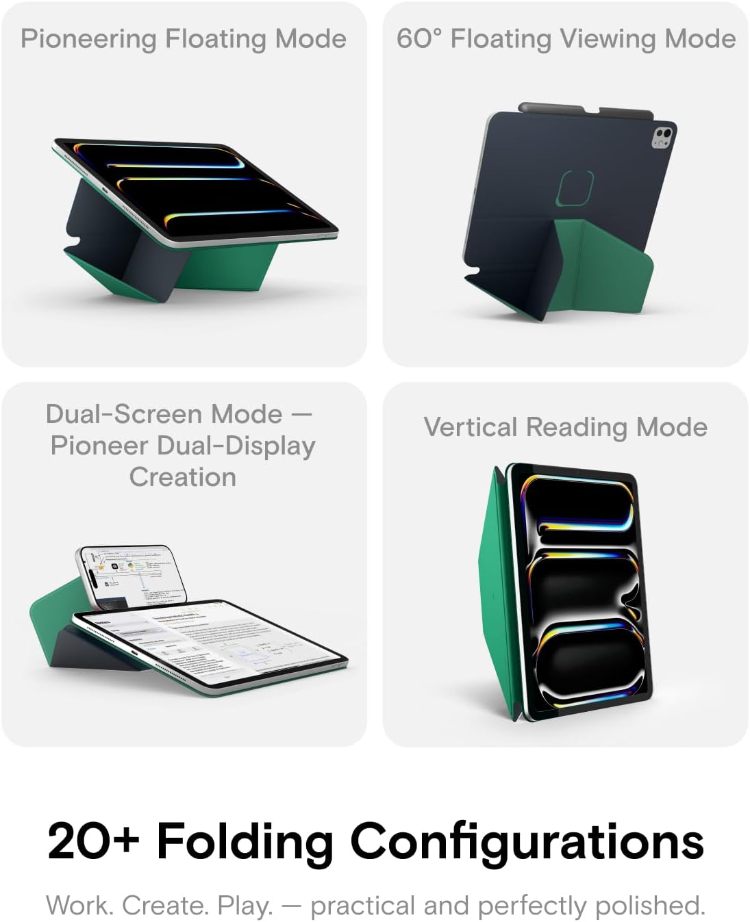 MOFT Folio Case for New iPad Mini 6th & 7th Gen, Navy Blue Green Tablet DEMO