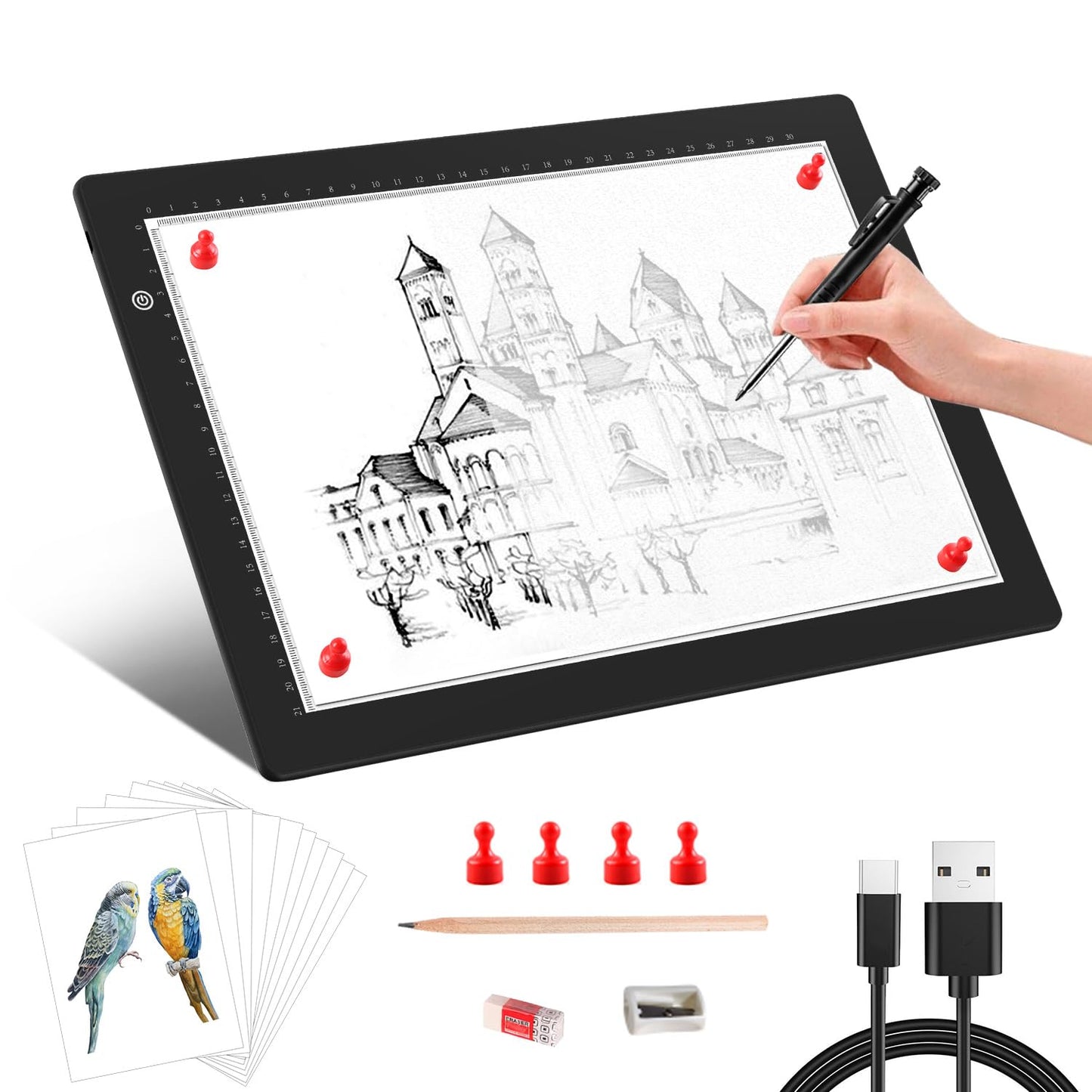 Ultra-Thin Magnetic LED Light Box for Tracing Arts & Crafts A4 Size Black NEW