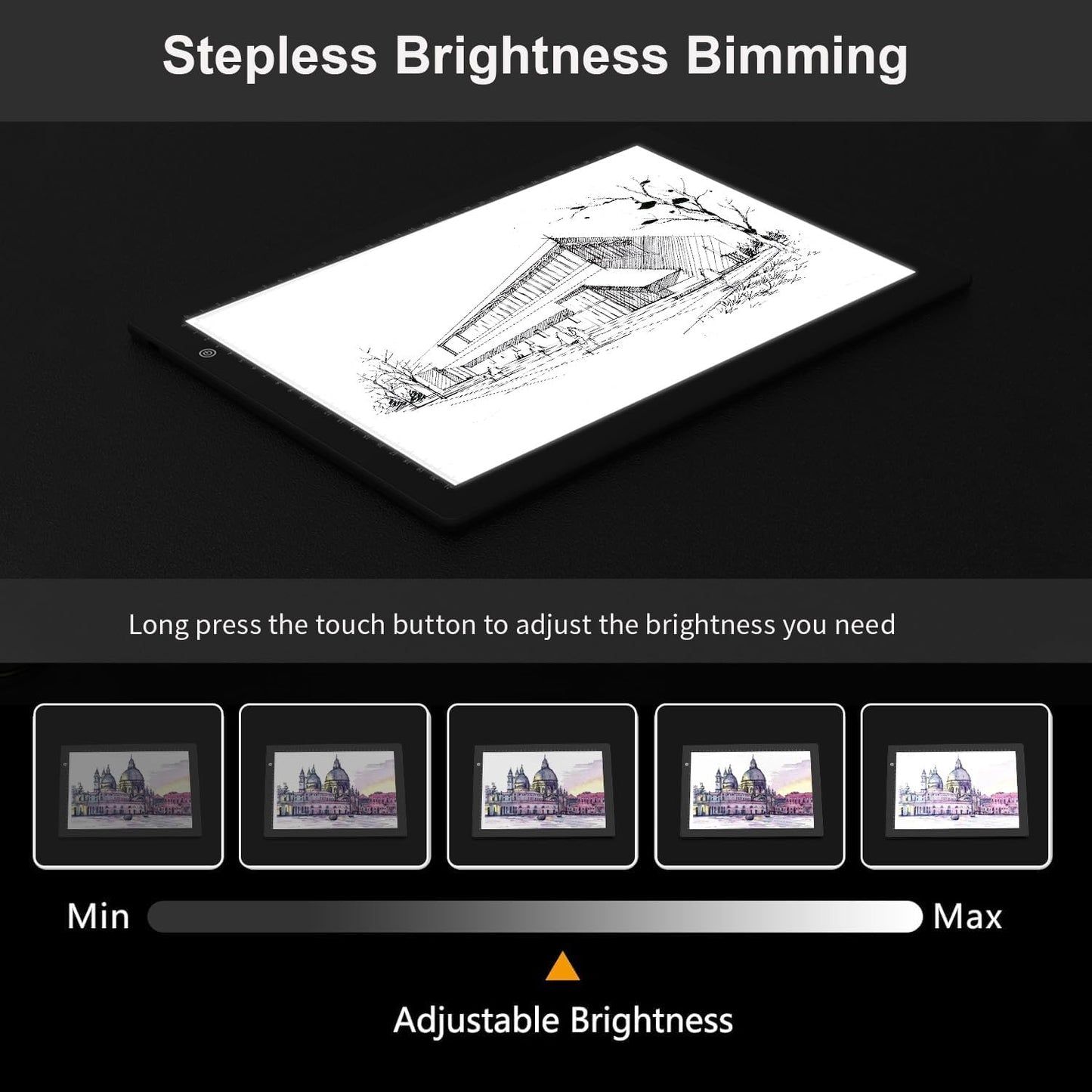 Ultra-Thin Magnetic LED Light Box for Tracing Arts & Crafts A4 Size Black NEW