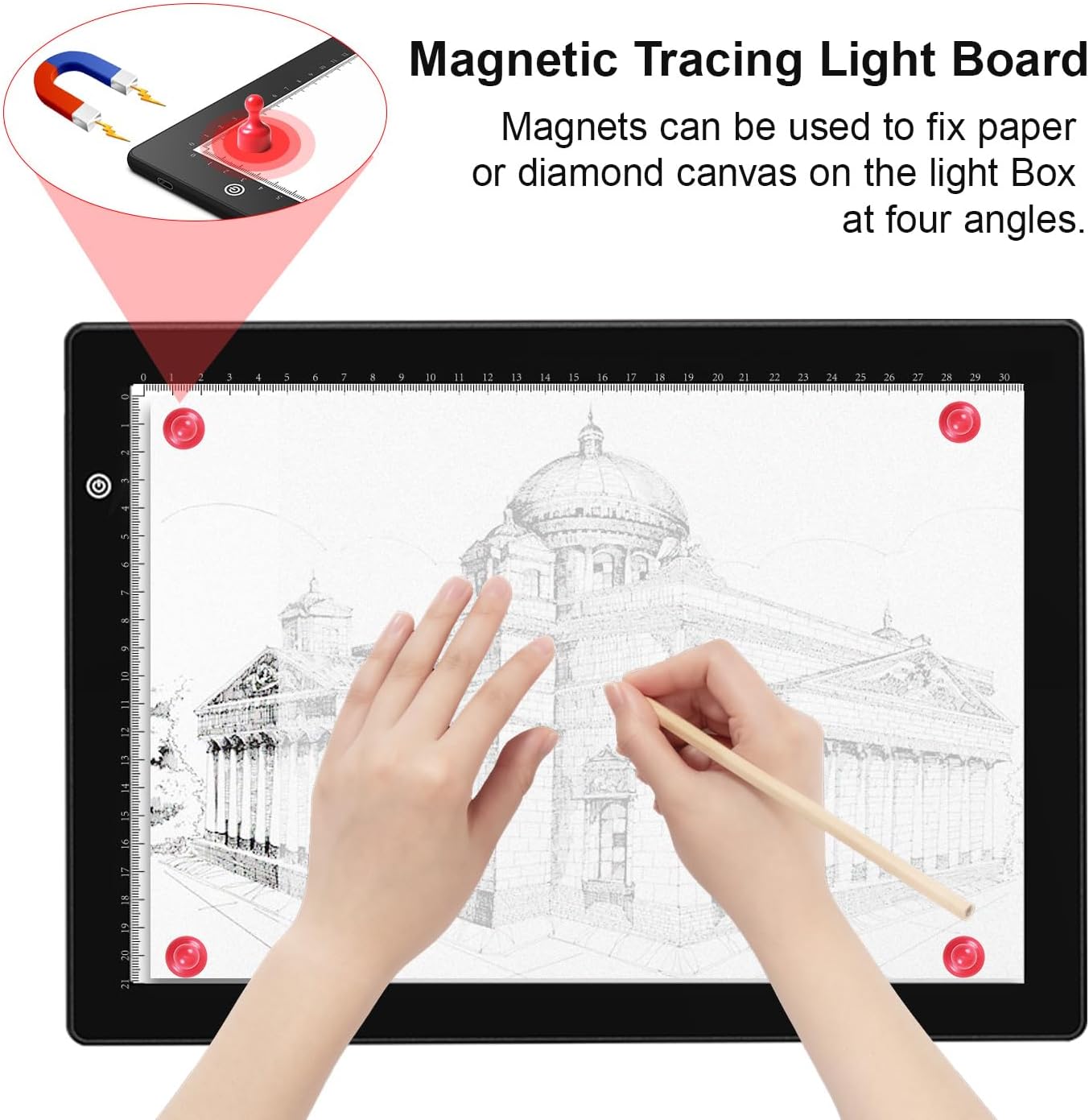 Ultra-Thin Magnetic LED Light Box for Tracing Arts & Crafts A4 Size Black NEW