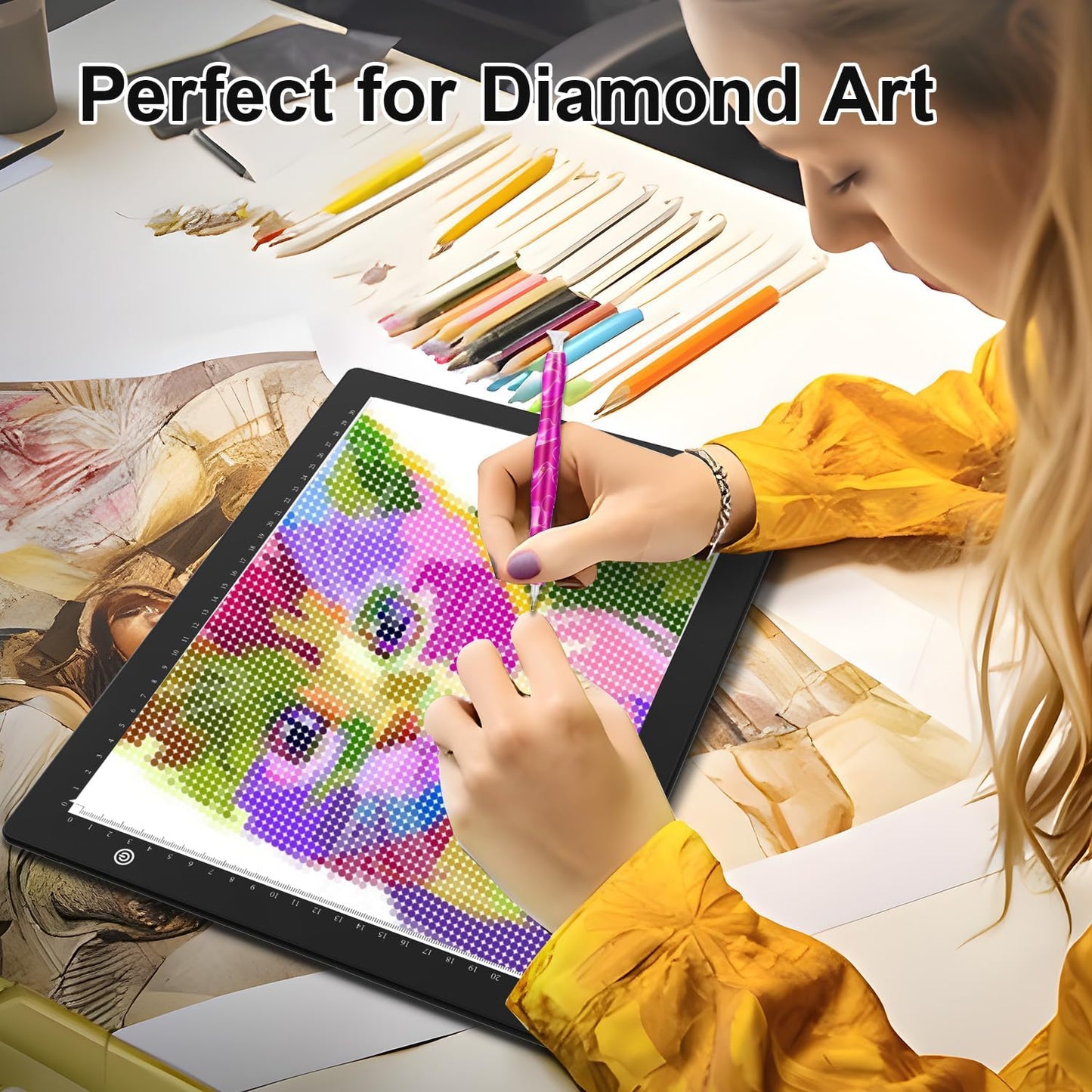 Ultra-Thin Magnetic LED Light Box for Tracing Arts & Crafts A4 Size Black NEW