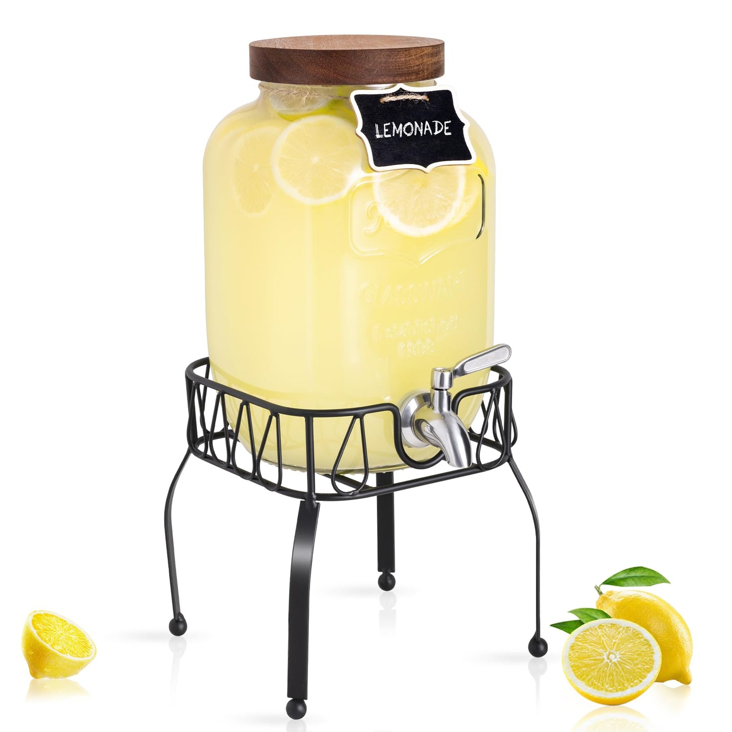 Mustry 1 Gallon Clear Glass Iced Beverage Dispenser for Parties & Events NEW
