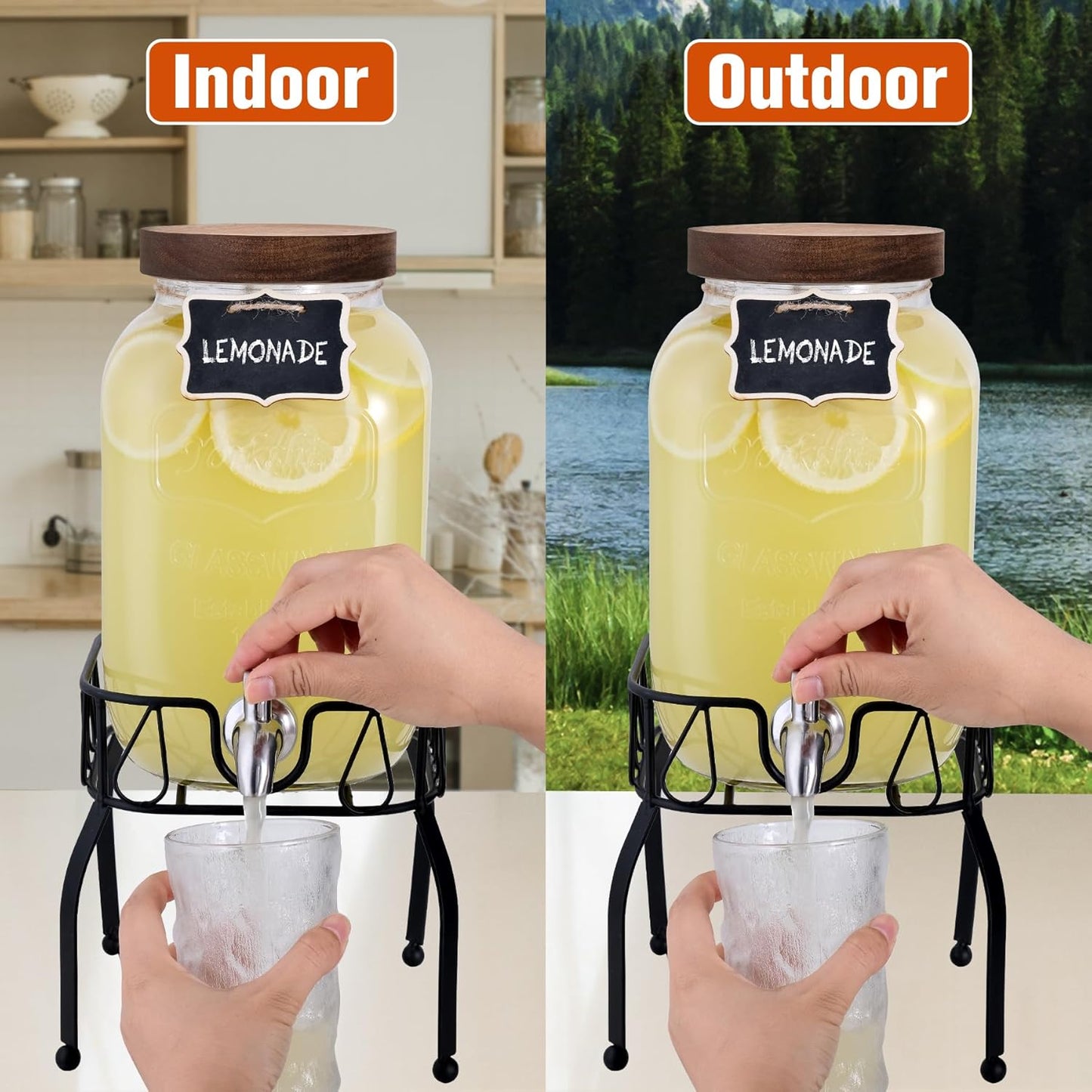 Mustry 1 Gallon Clear Glass Iced Beverage Dispenser for Parties & Events NEW