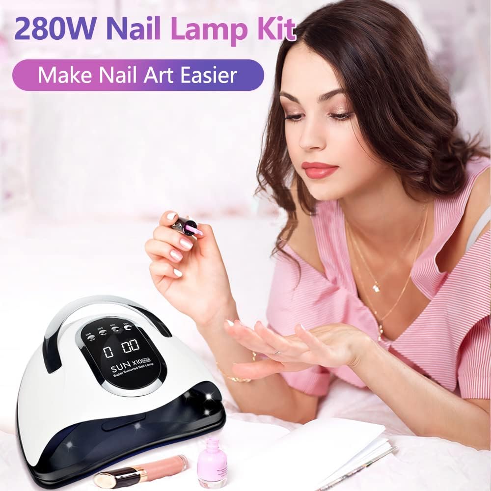 280W UV LED Nail Lamp Quick Dry Lamps for Home and Salon 66 Beads Black NEW