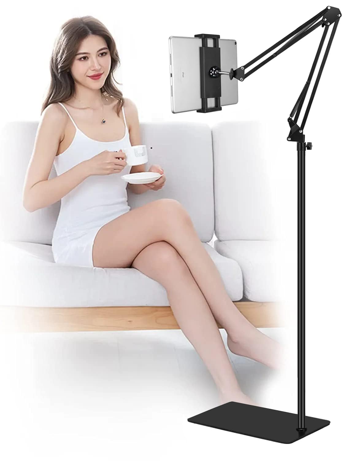 Adjustable Tablet Stands Stand with Weighted Base and Overhead Phone Mount DEMO
