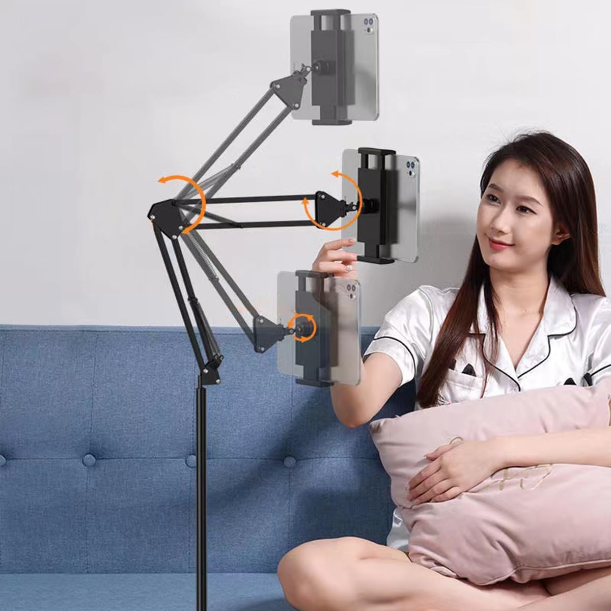 Adjustable Tablet Stands Stand with Weighted Base and Overhead Phone Mount DEMO