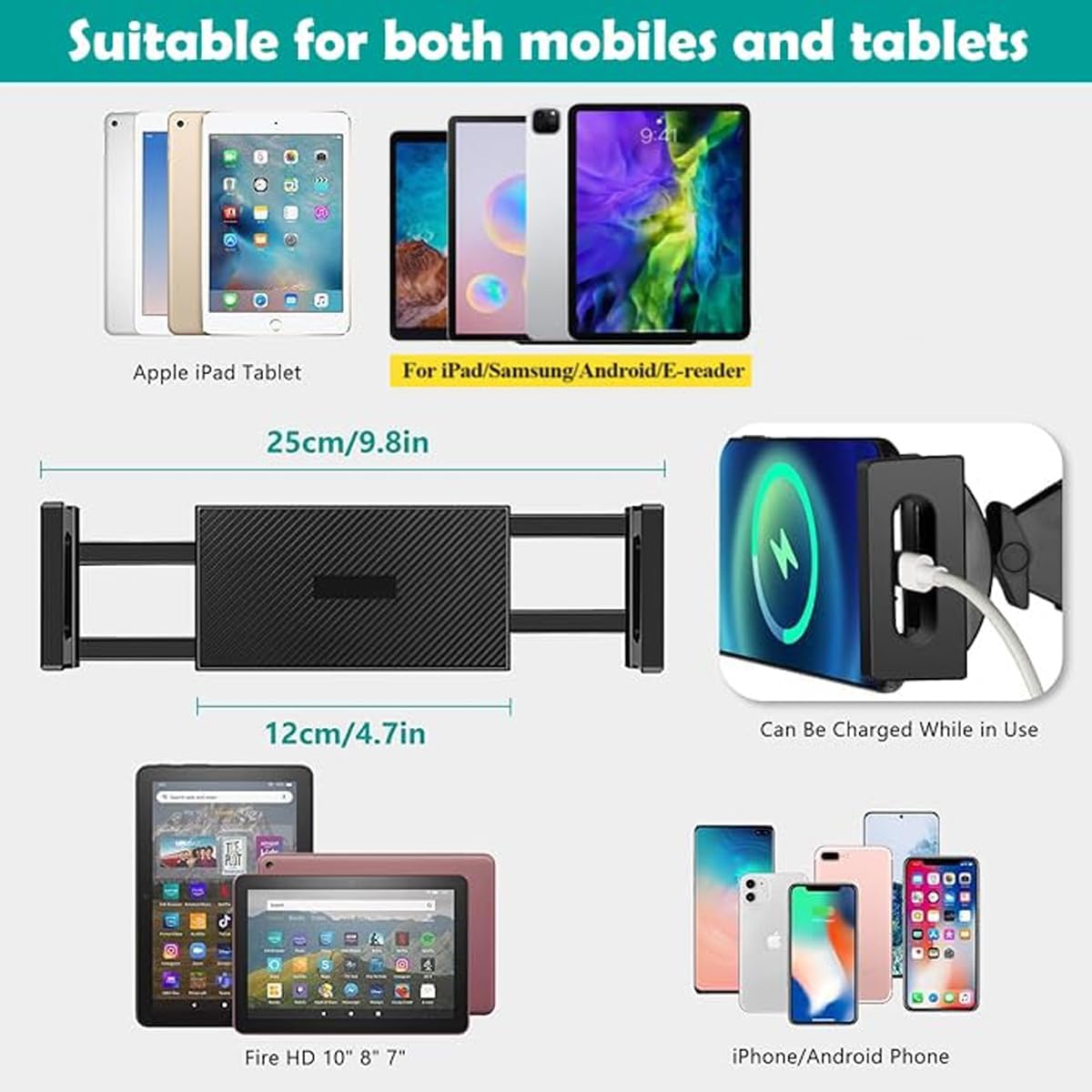 Adjustable Tablet Stands Stand with Weighted Base and Overhead Phone Mount DEMO