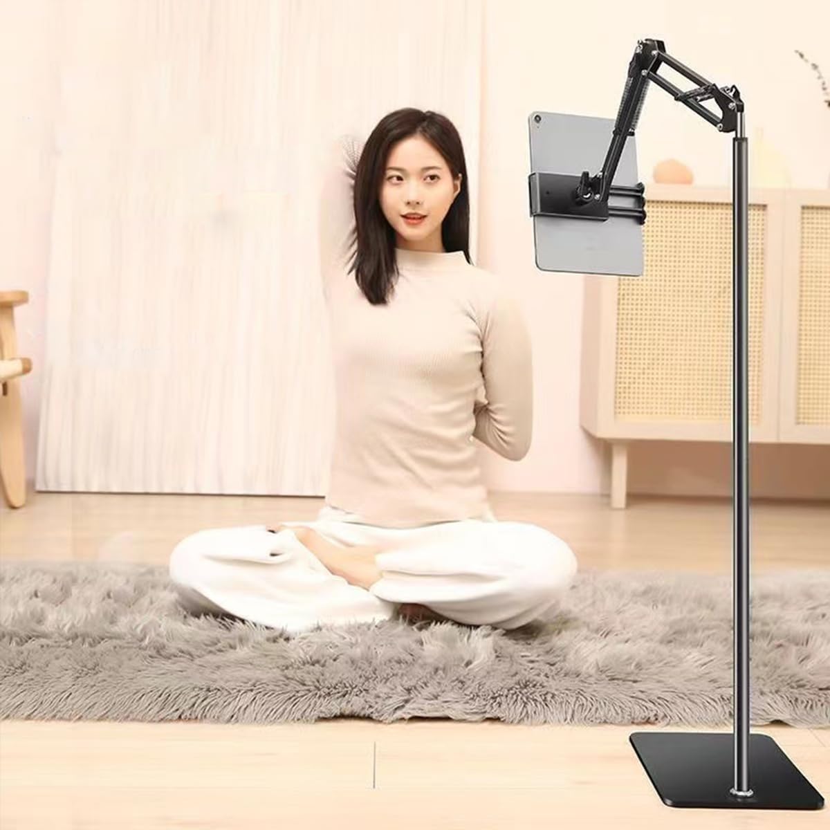 Adjustable Tablet Stands Stand with Weighted Base and Overhead Phone Mount DEMO