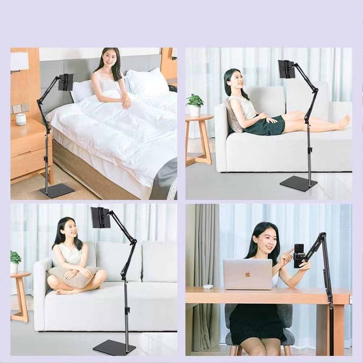 Adjustable Tablet Stands Stand with Weighted Base and Overhead Phone Mount DEMO