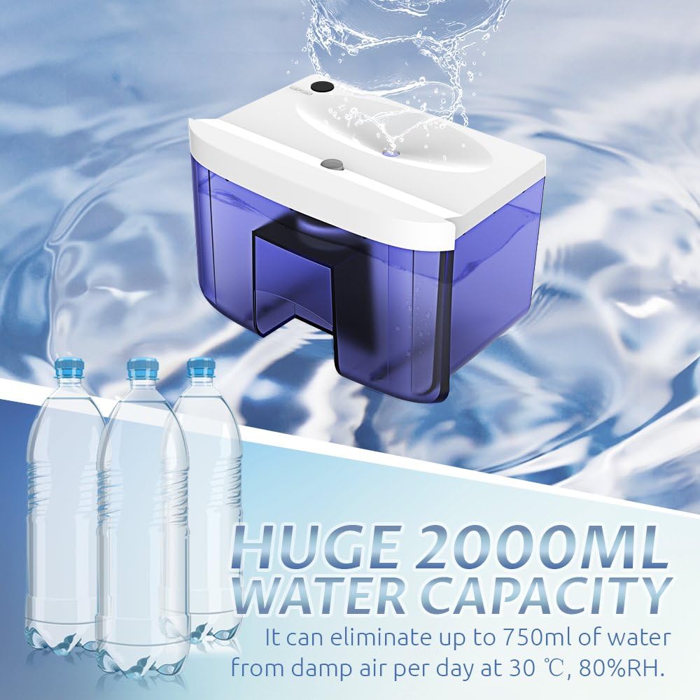 hysure 2000ml Dehumidifier for Home Damp Rooms & Basements, Air Purifier, DEMO
