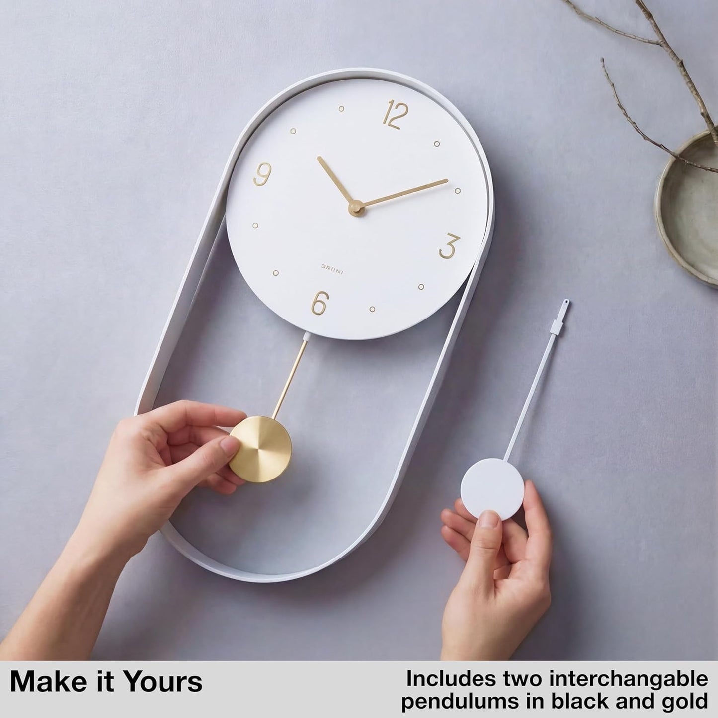 Elegant Modern Decorative White Wall Clock with Unique Metal Frame Size - DEMO