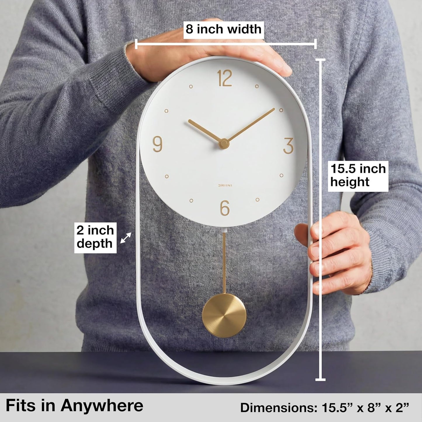 Elegant Modern Decorative White Wall Clock with Unique Metal Frame Size - DEMO