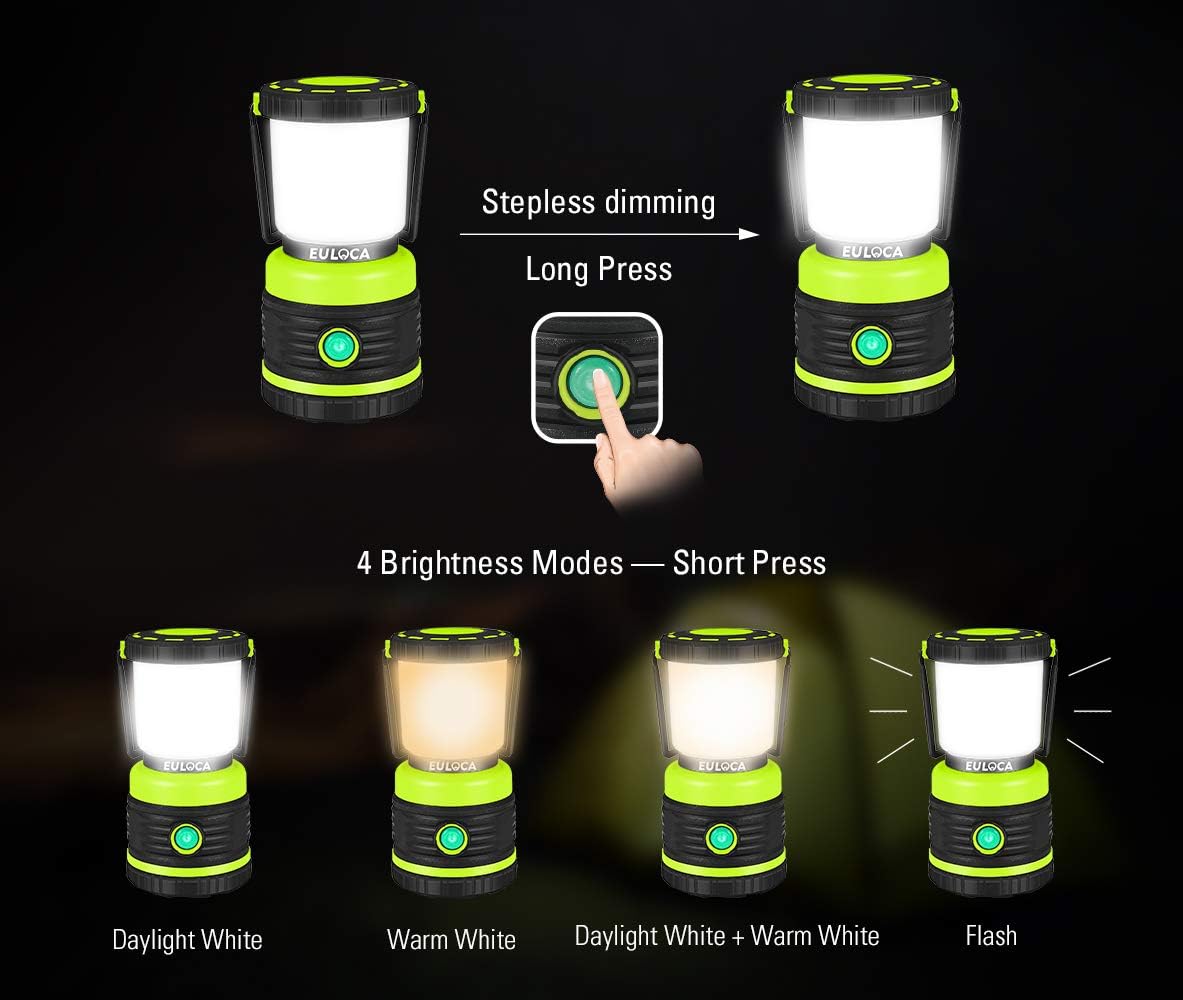 EULOCA Dimmable Electric Lanterns LED Camping Lantern 1200 Lumens Outdoor NEW
