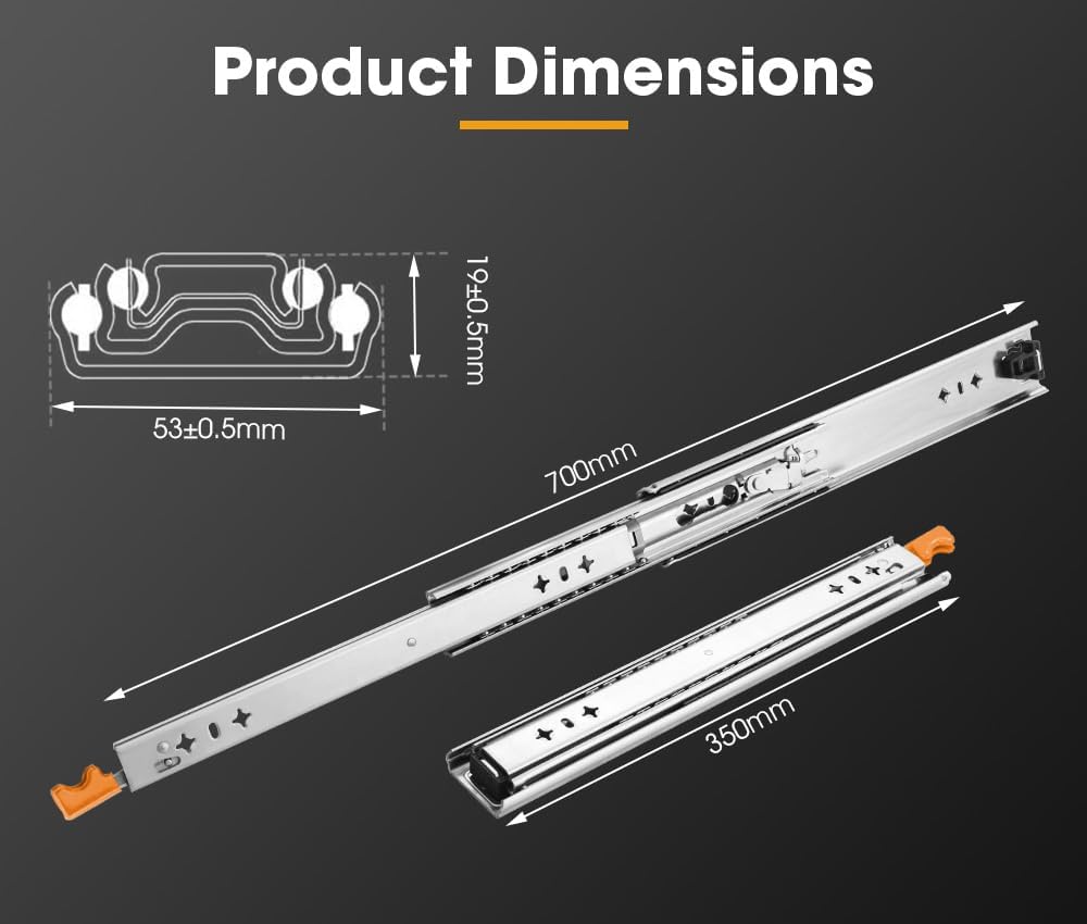 SAN HIMA Extendable Cabinet Hardware Drawer Slide 350MM-700MM Load Capacity NEW