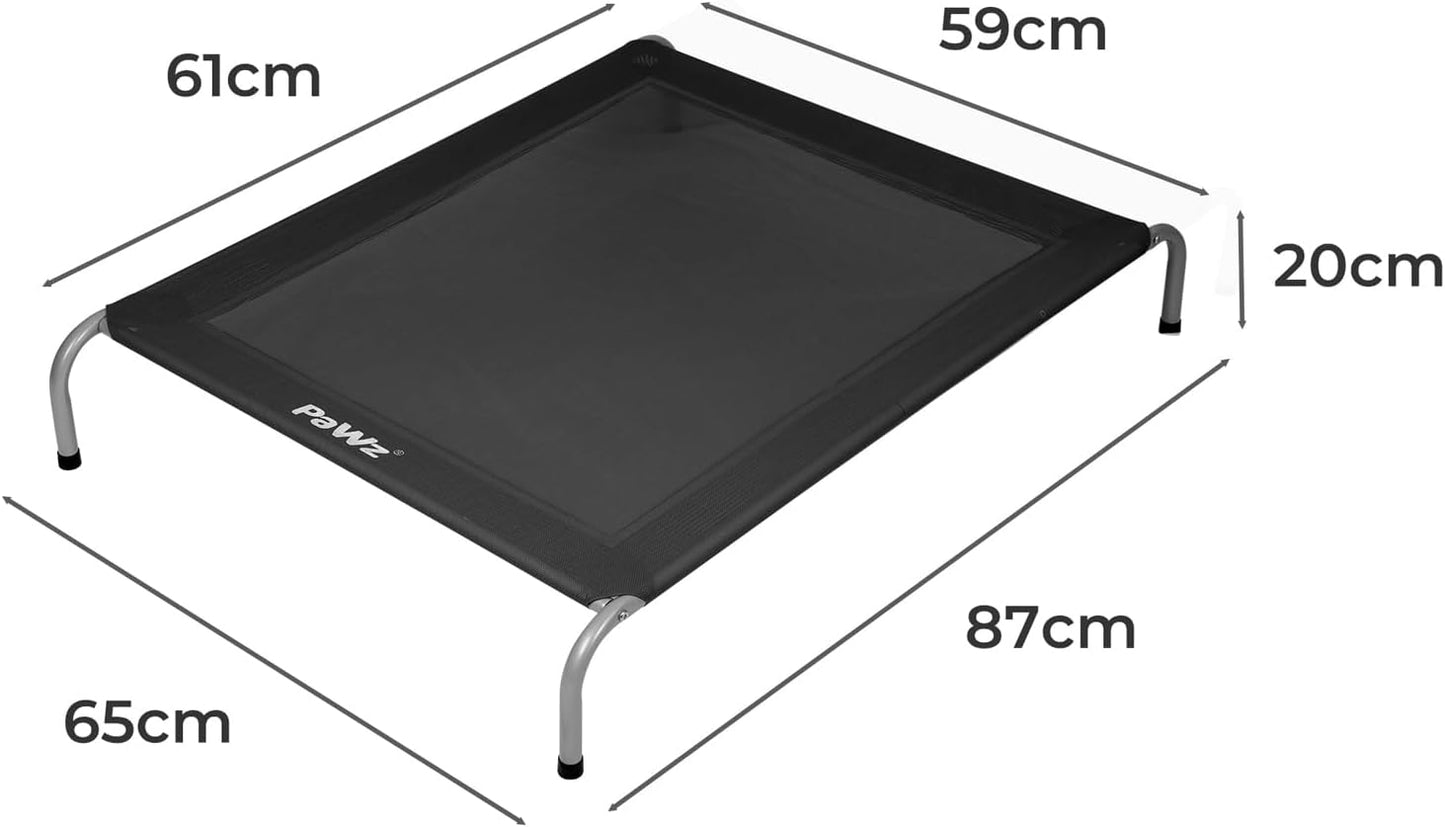PAWZ Elevated Pet Trampoline Bed - Raised Dog Beds, Black, 87x64x20cm NEW