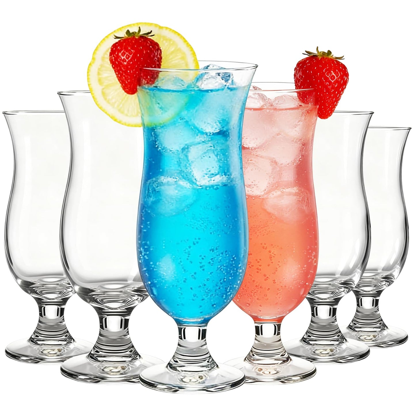 Elegant Set of 6 Transparent Cocktail Glasses, 410ml Milkshake Cups, Clear NEW