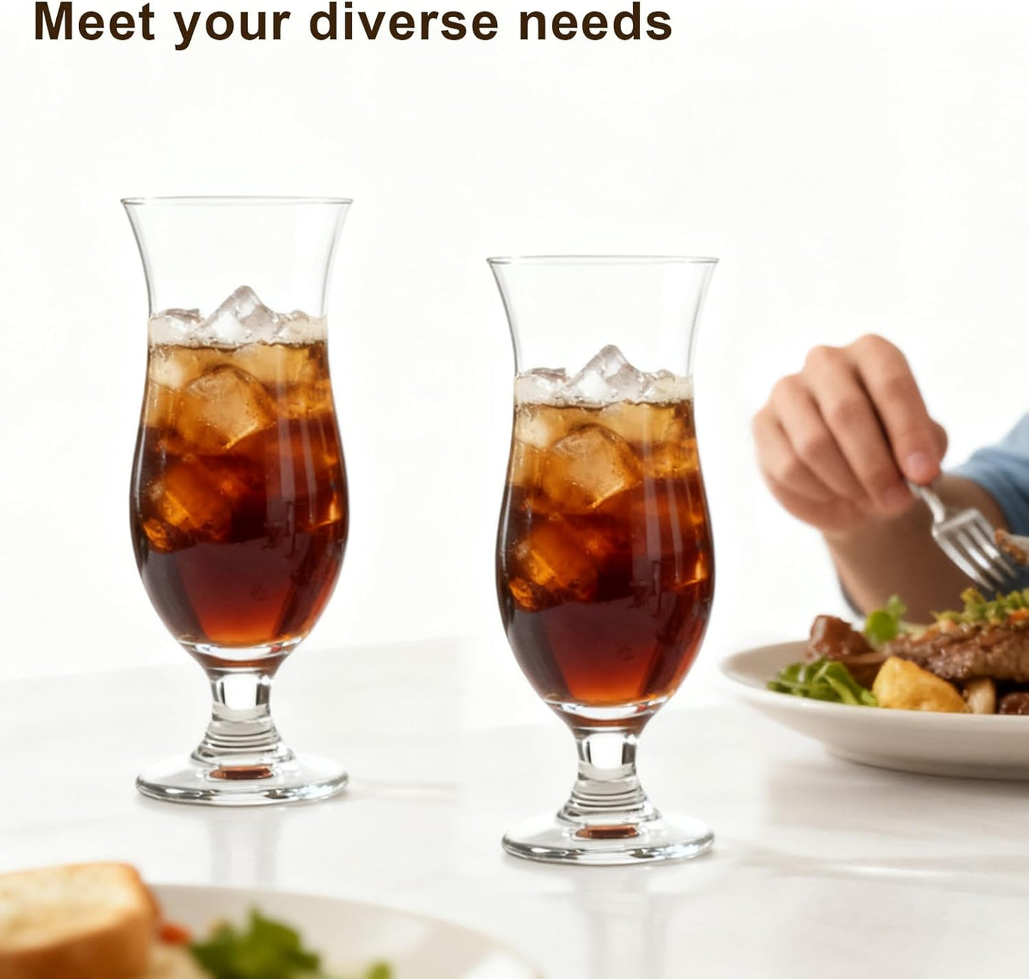 Elegant Set of 6 Transparent Cocktail Glasses, 410ml Milkshake Cups, Clear NEW