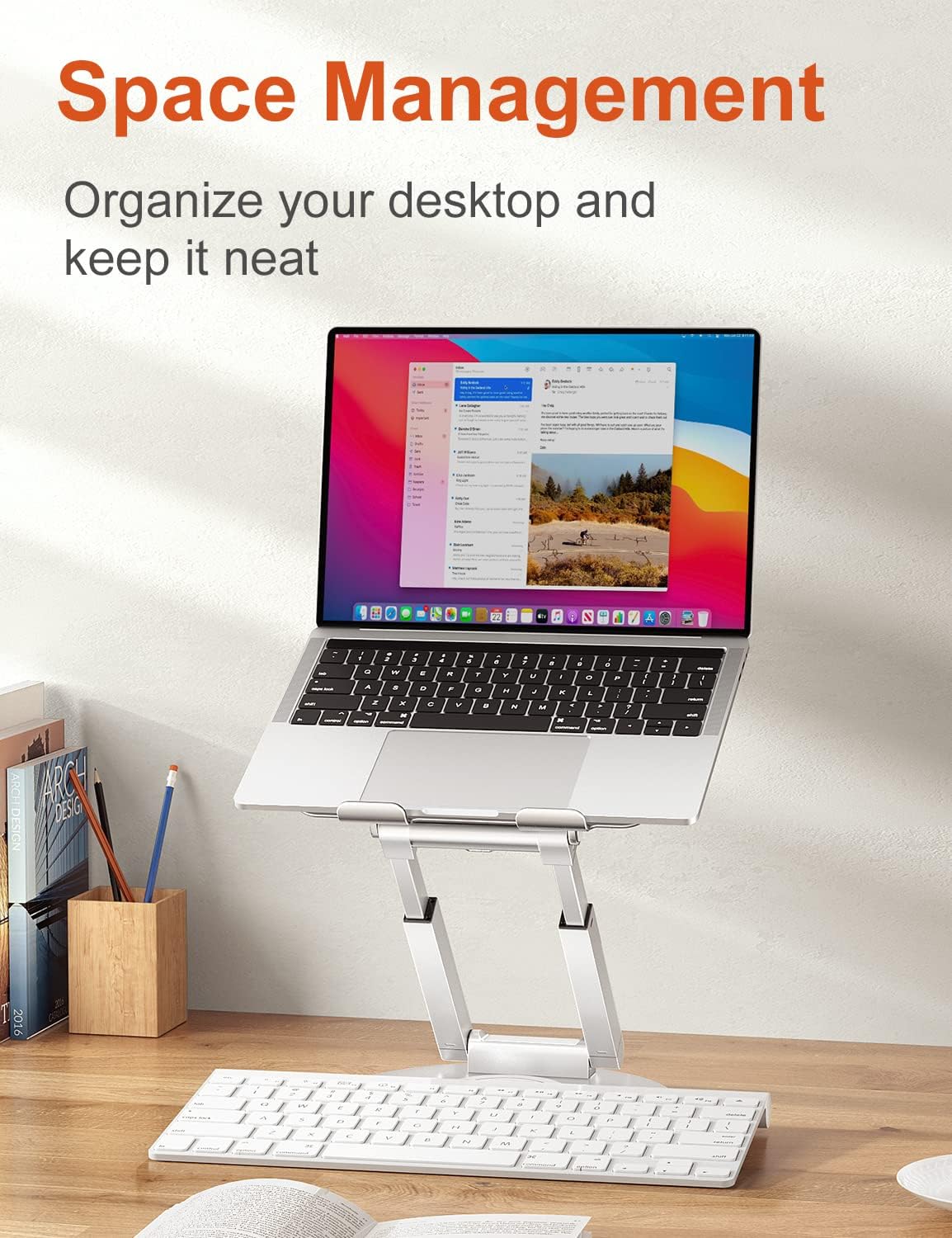 tounee 360° Swivel Laptop Stand, Sit to Height Adjustable up 17" Silver NEW