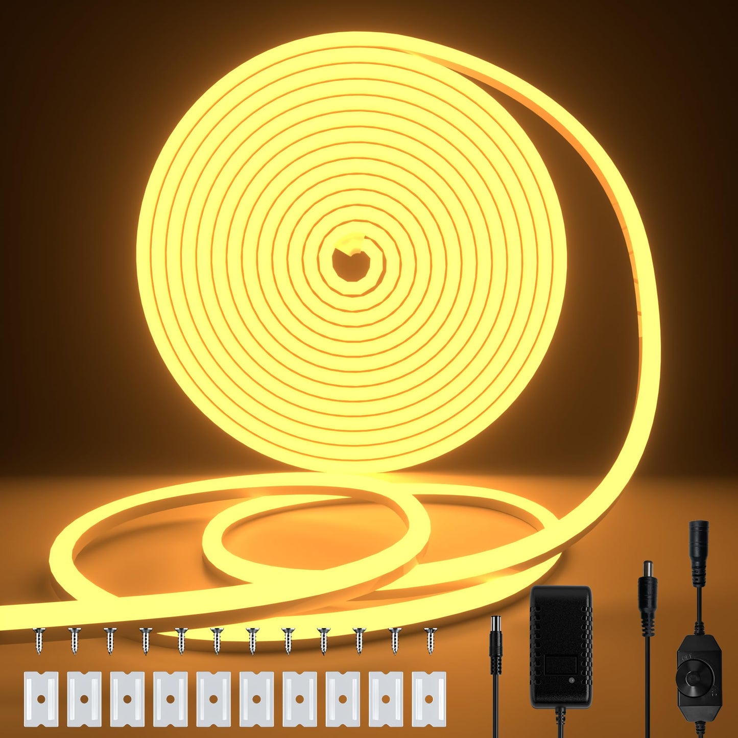 Cozylady 32.8ft Waterproof IP67 LED Rope Lights, 10m Warm White Strips for DEMO