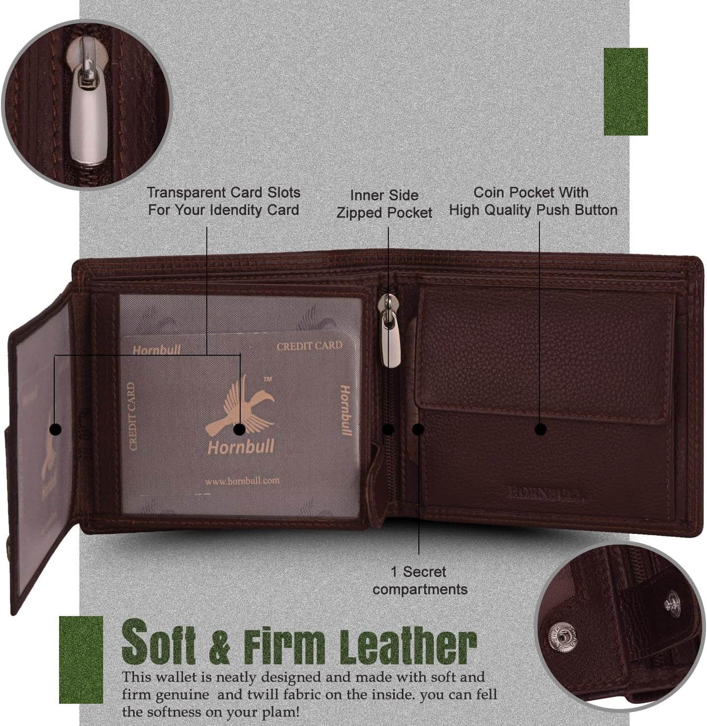 HORNBULL Mens Accessories Gift Set - Brown Wallet and Belt Combo NEW