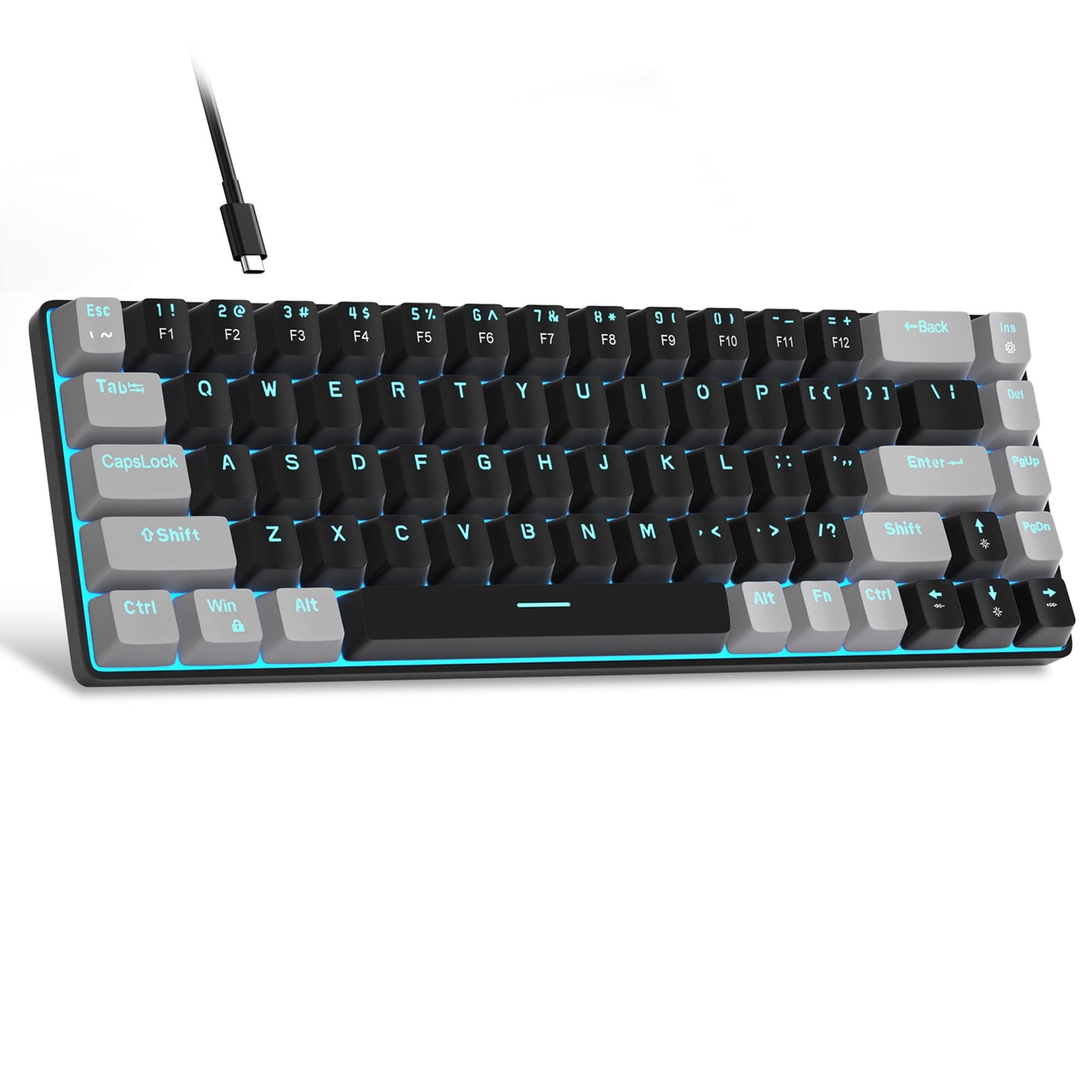 MageGee 68-Key Mechanical Gaming Keyboard LED Backlit Black Grey/Red Size NEW