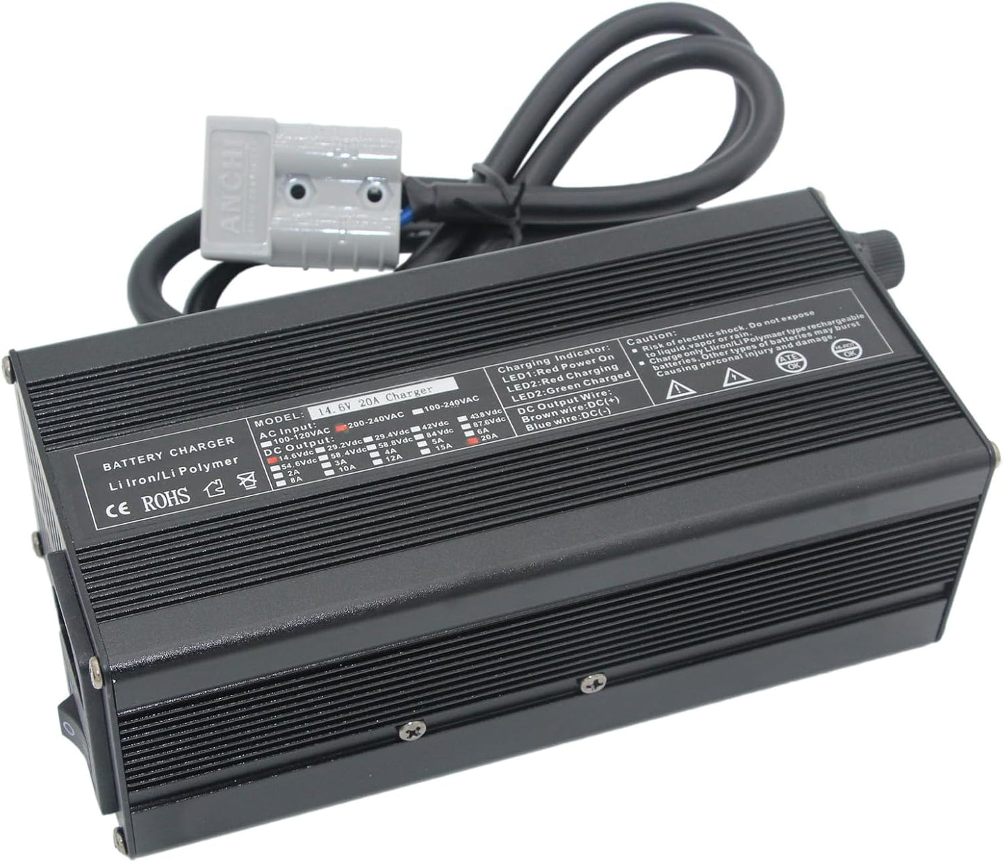 14.6V 20A LiFePO4 Battery Charger Charging Unit for Electric Devices Black DEMO