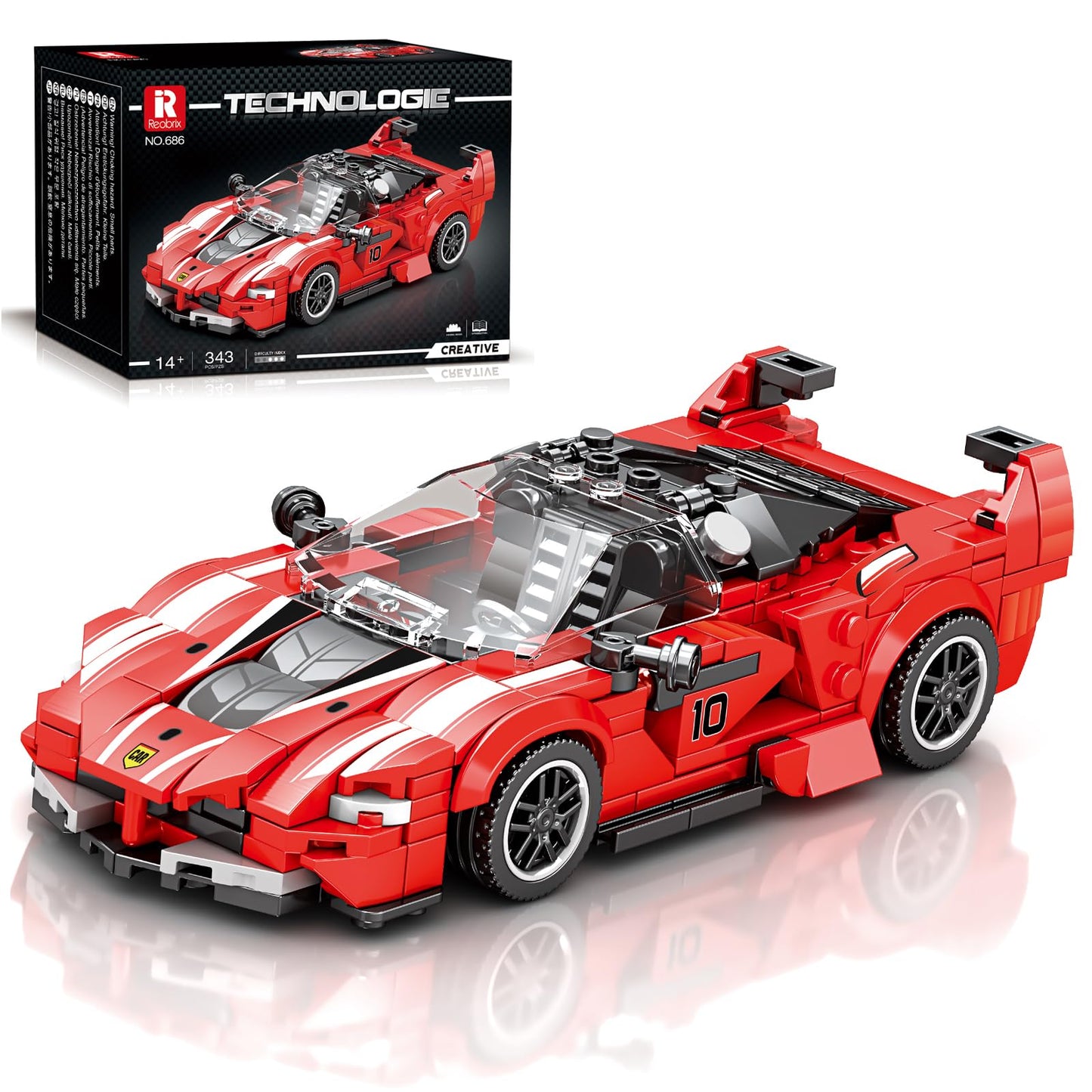 Reobrix 686 Ferrari FXX-K Building Blocks Model Car Kit Display Size 3.11 DEMO