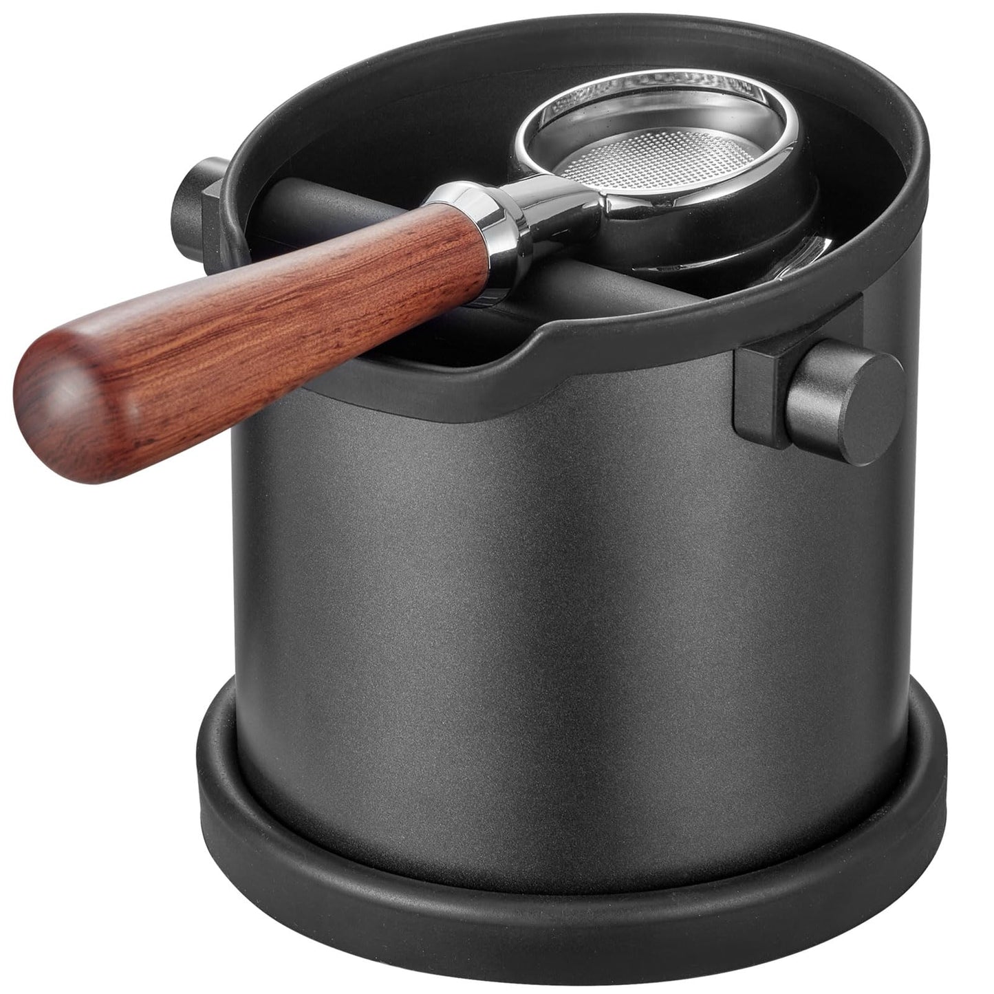 MODY RODY Large Capacity Stainless Steel Coffee Knock Box Organizer in Black NEW