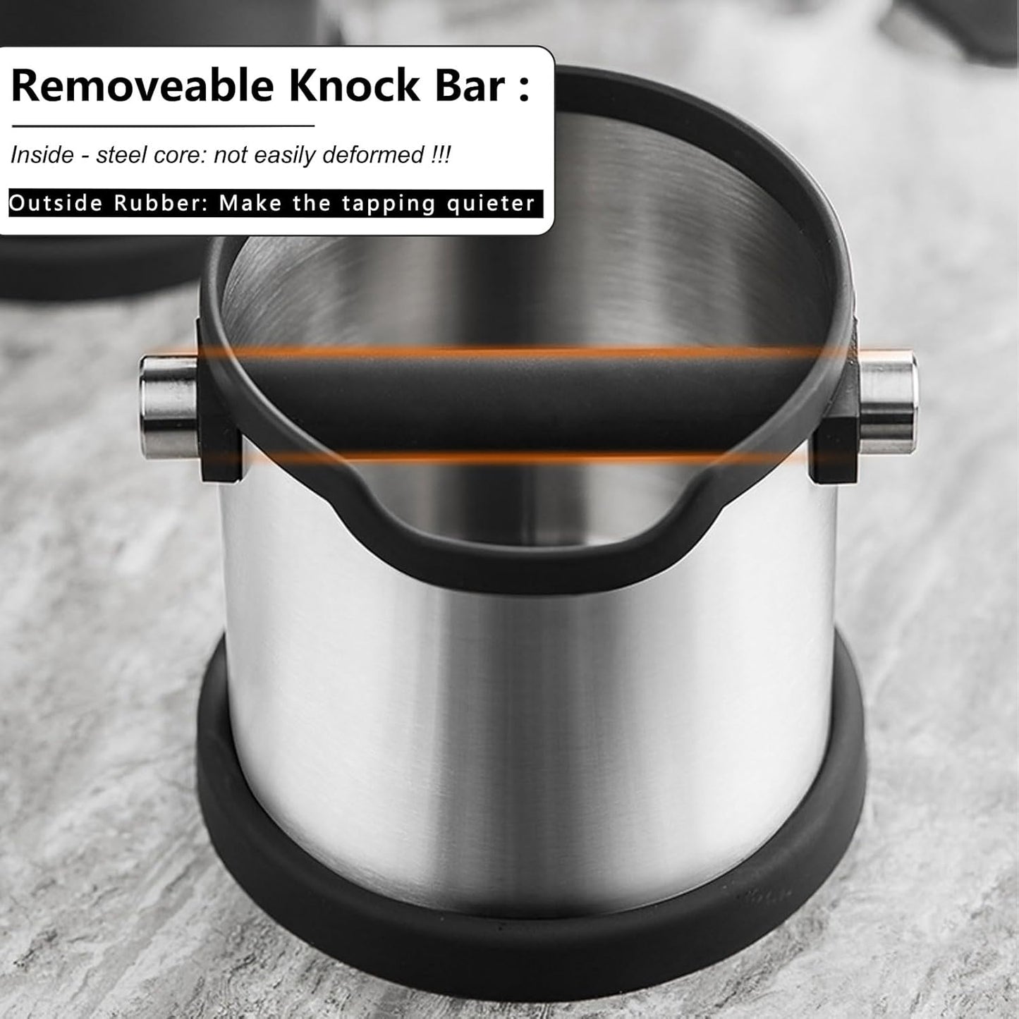 MODY RODY Large Capacity Stainless Steel Coffee Knock Box Organizer in Black NEW