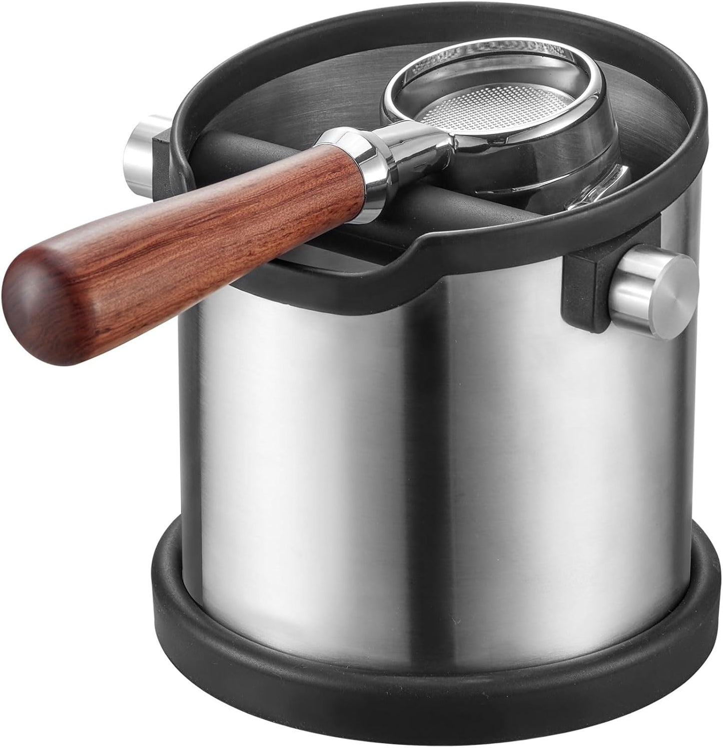 MODY RODY Large Capacity Stainless Steel Coffee Knock Box Organizer in Black NEW