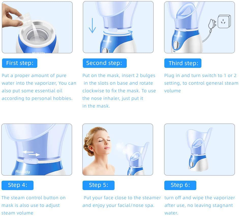 Huasida Professional Facial Steamer Pores Cleanse Warm Mist Skin Care Tool NEW