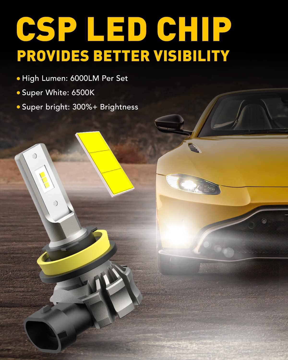 AUXITO White LED Fog Light Bulbs H11/H8/H16(JP) 300% Brighter Cool Lights NEW